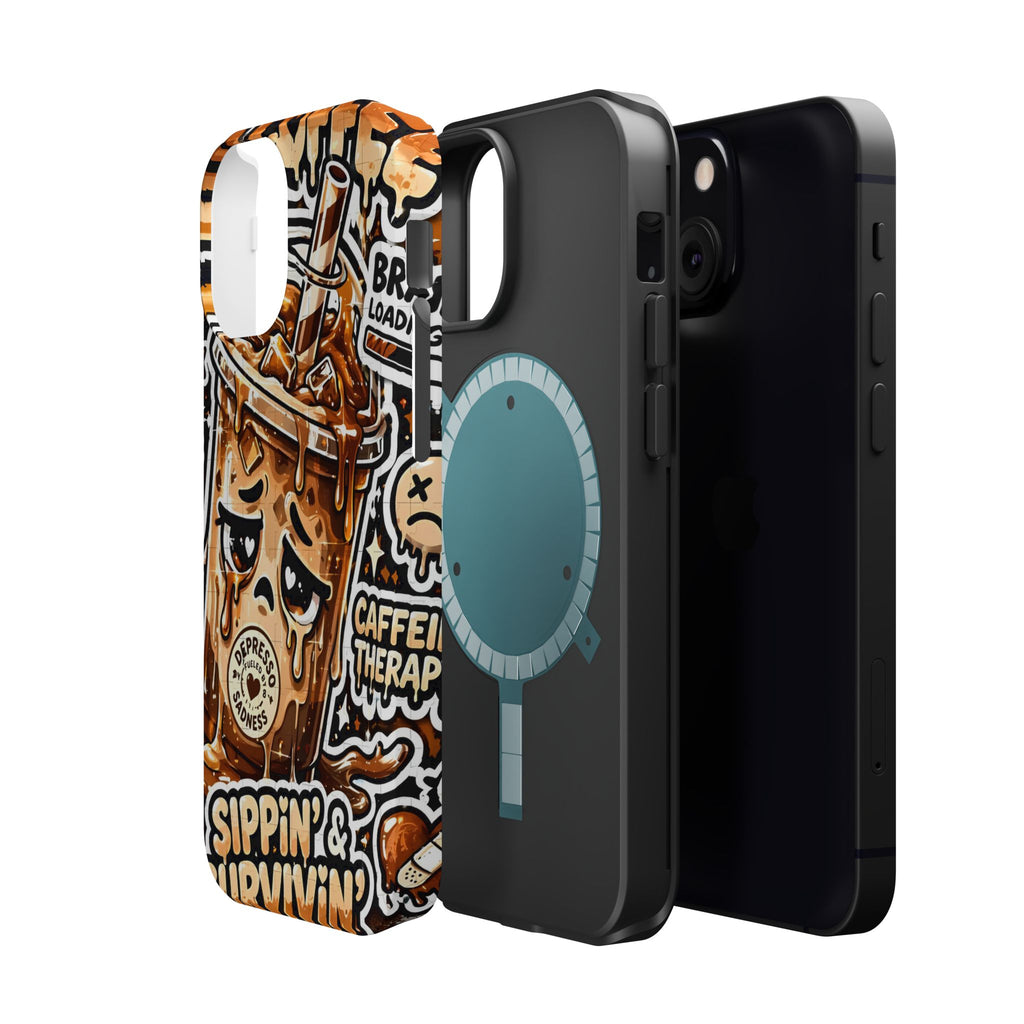Iced Coffee Phone Case — “Sippin' & Survivin'” Magnetic Impact-Resistant Case