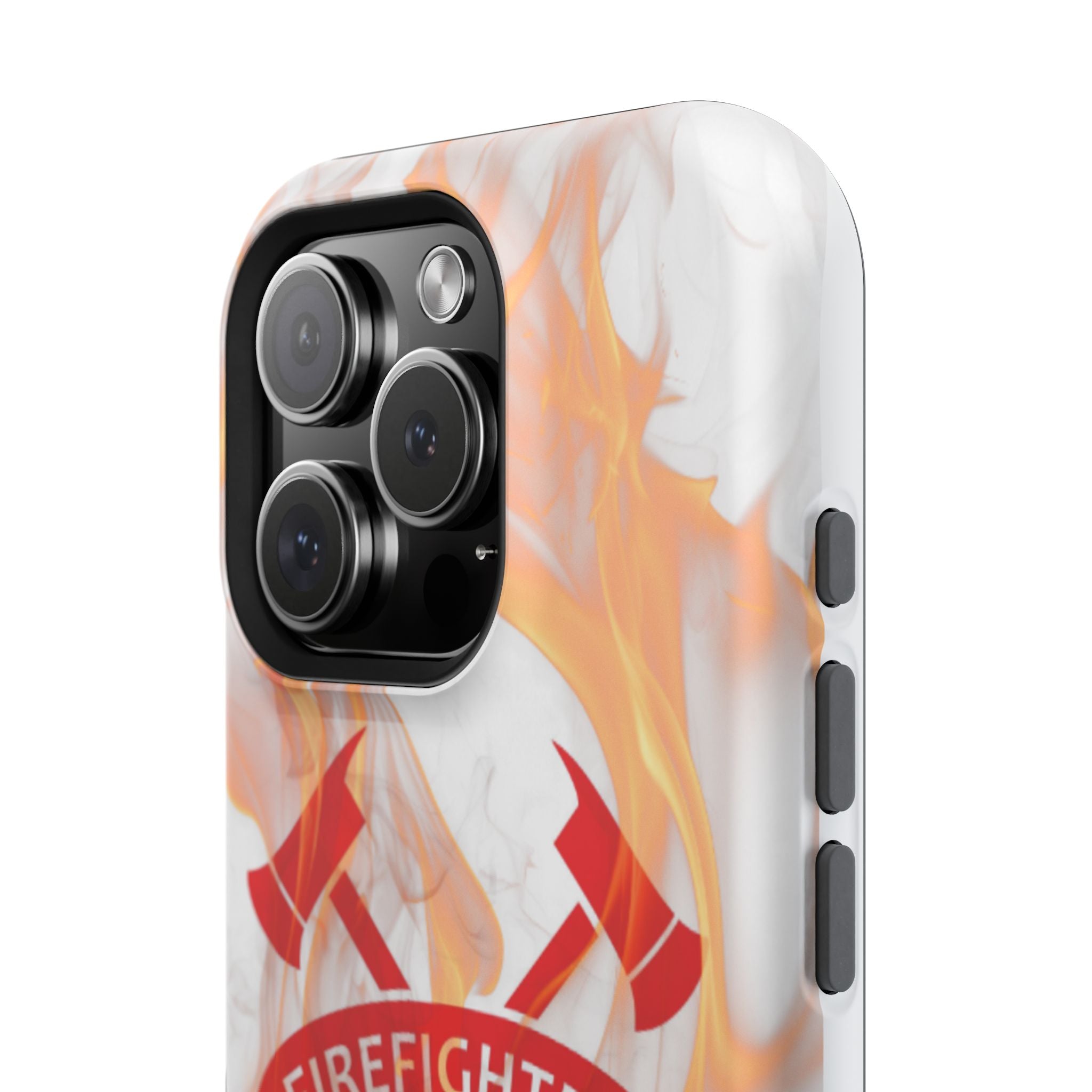 Firefighters Magnetic Impact-Resistant Phone Case — Flame Design with Maltese Cross