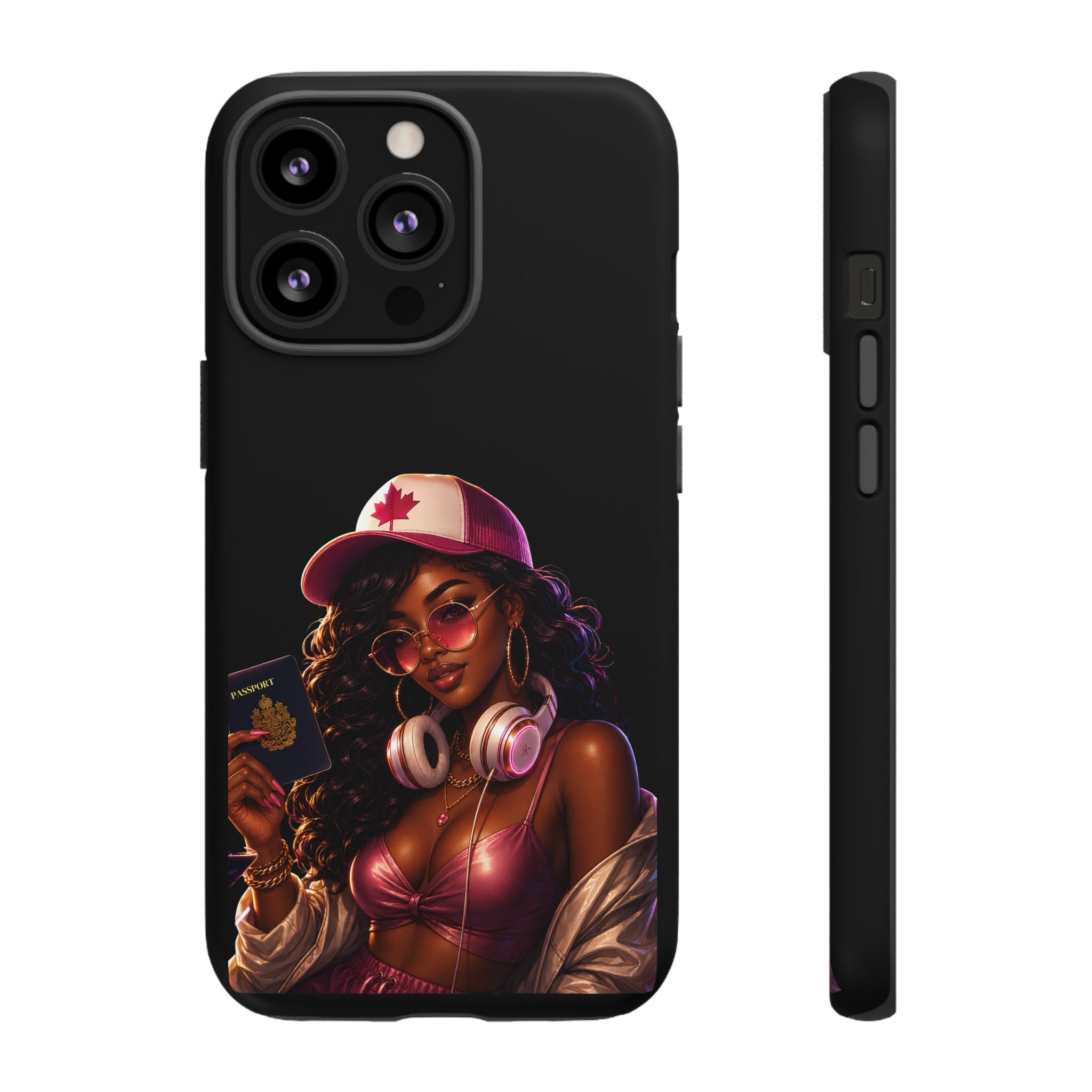 Phone Case — Stylish Urban Woman Design with Maple Cap