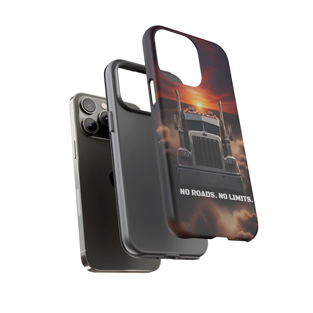 Truck Phone Case — "No Roads. No Limits." Sunset Semi Truck Protective Case