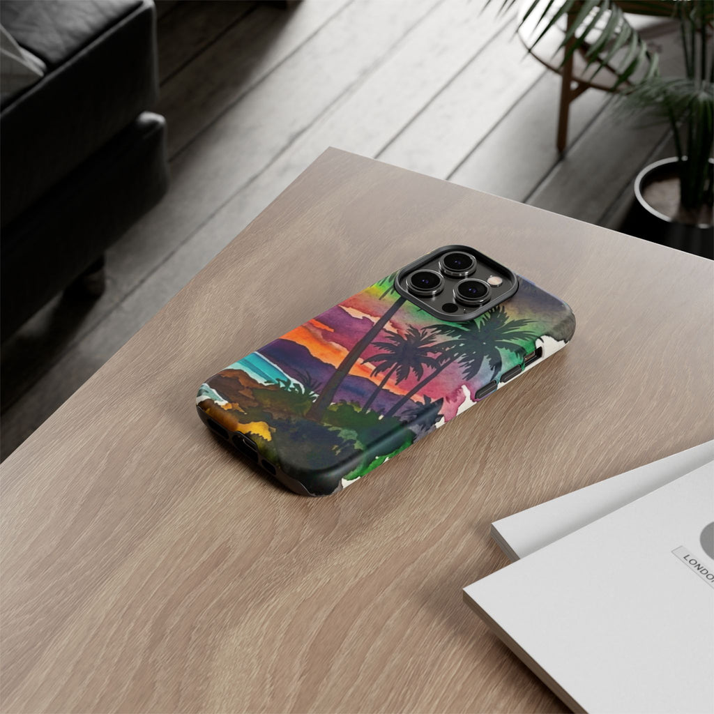 Tropical Sunset Phone Case – Palm Tree Beach Protective Cover