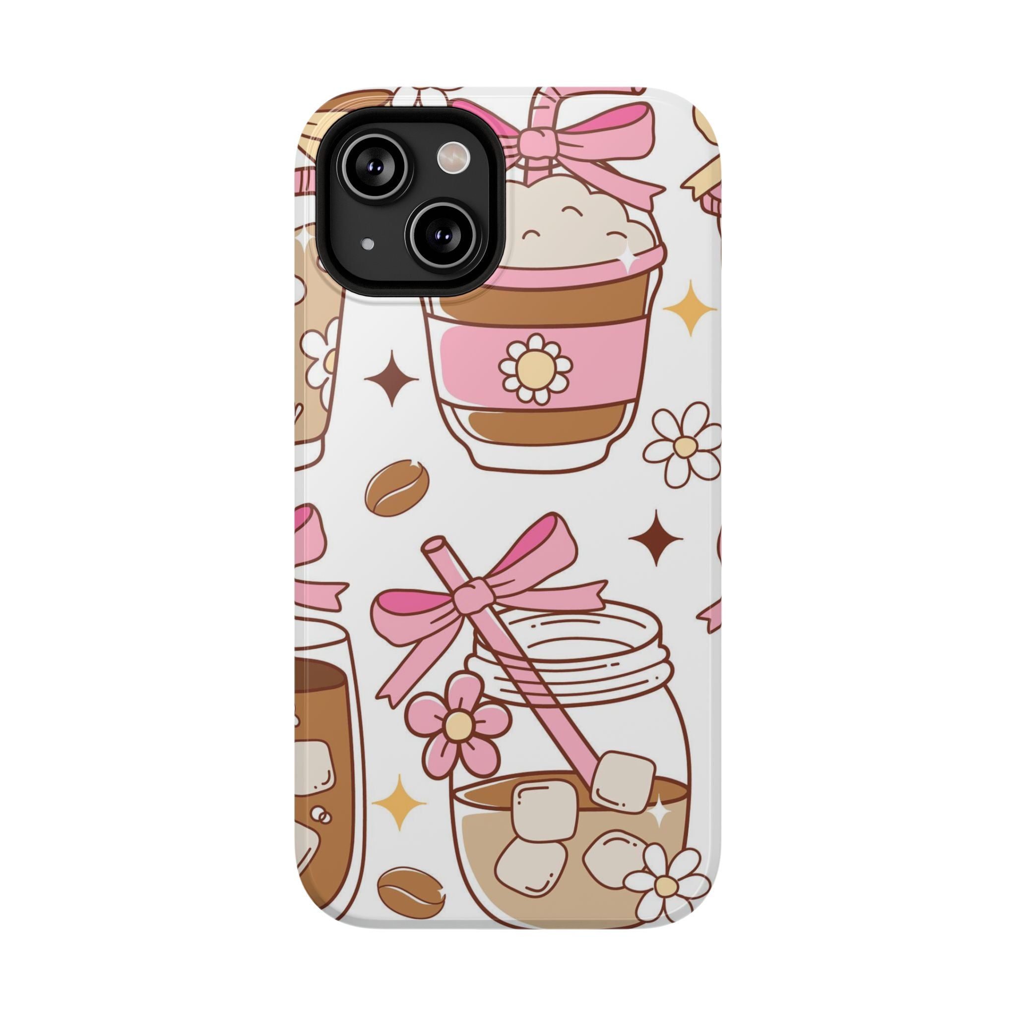 Cute Pink Coffee & Latte Pattern Impact Phone Case