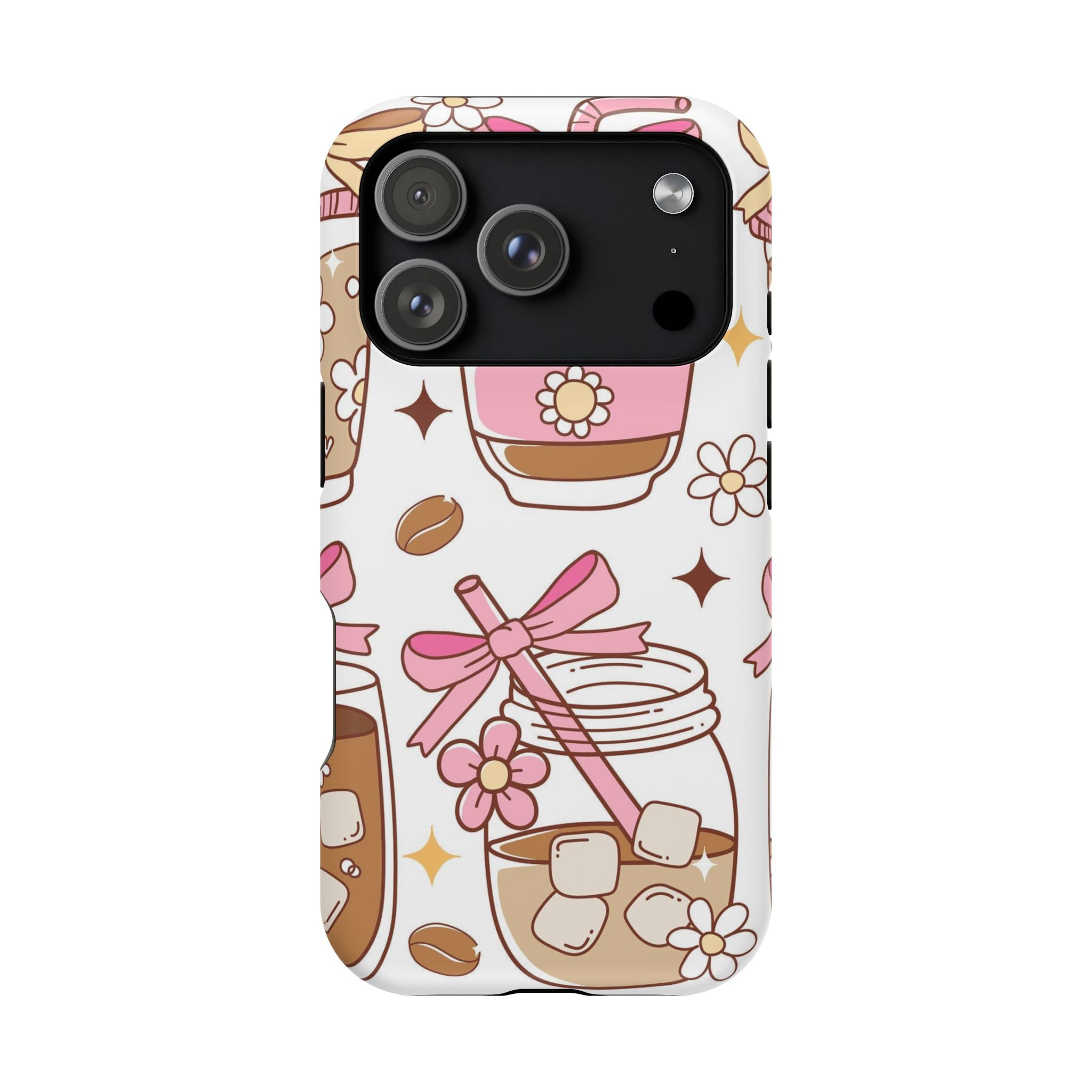 Cute Pink Coffee & Latte Pattern Impact Phone Case