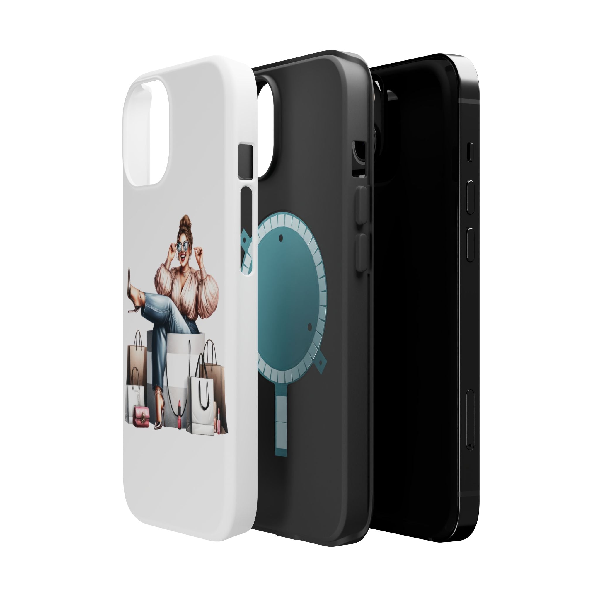 Magnetic Impact-Resistant Case — Luxury Shopper Goddess on Clouds Phone Cover