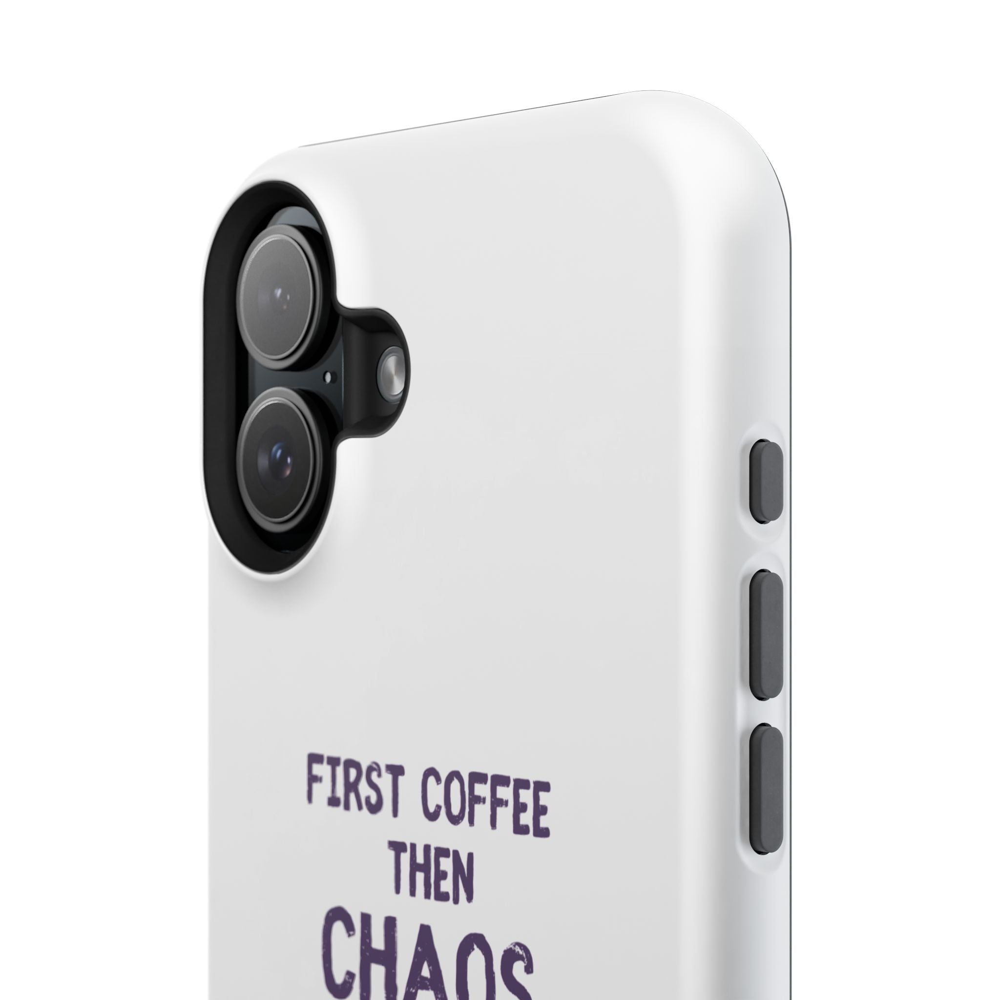 Impact-Resistant Phone Case — "First Coffee Then Chaos" Cute Lizard Coffee Design