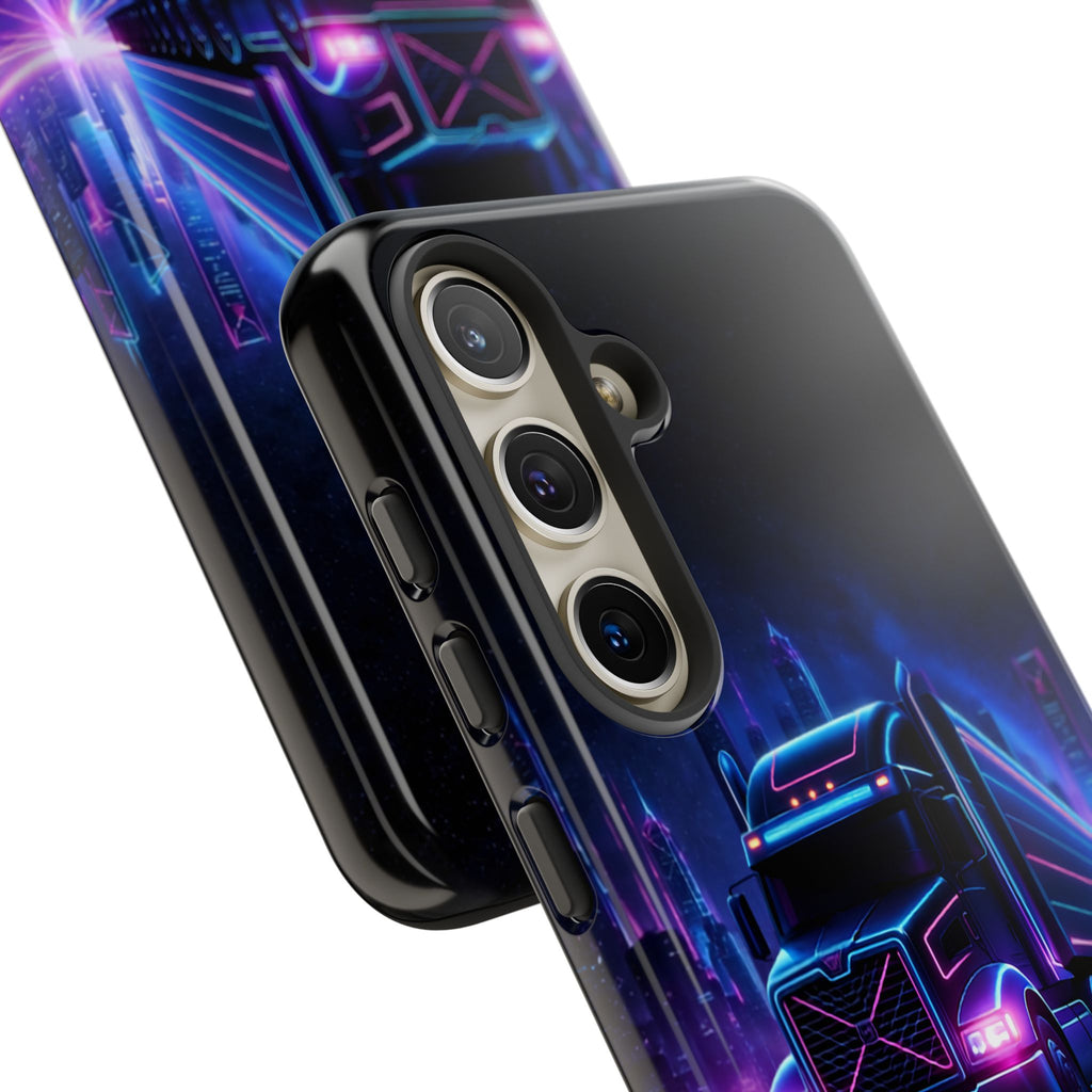 Neon Retro Rig Phone Case — Trucker Semi Truck Nightscape Protective Case