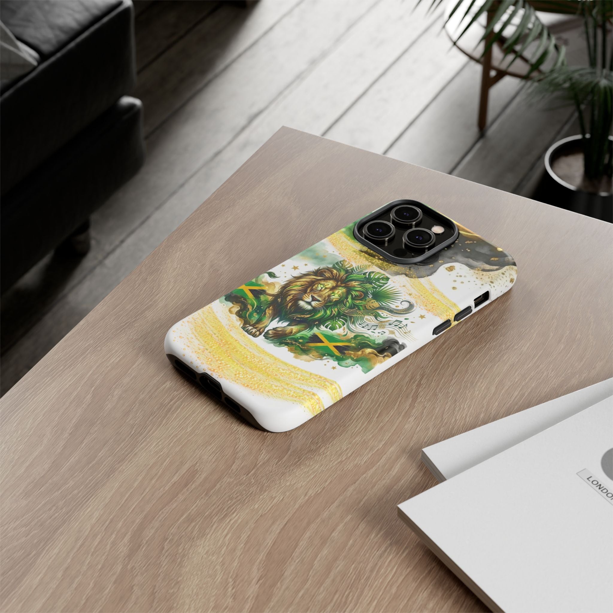 Reggae Lion Phone Case — Jamaican Flag Rasta Art Tough Phone Cover
