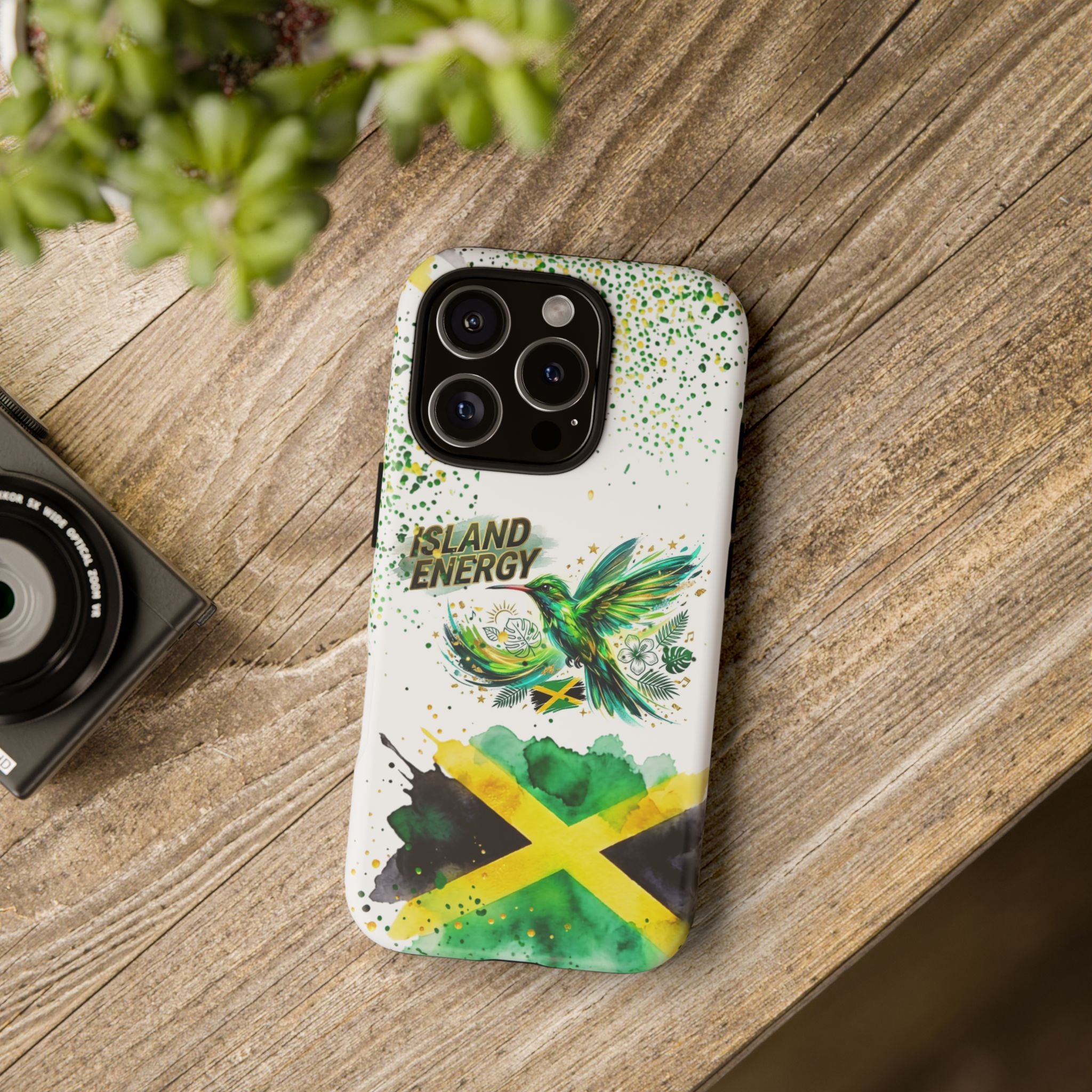 Island Energy Tough Phone Case — Colorful Hummingbird & Tropical Sunset Protective Cover