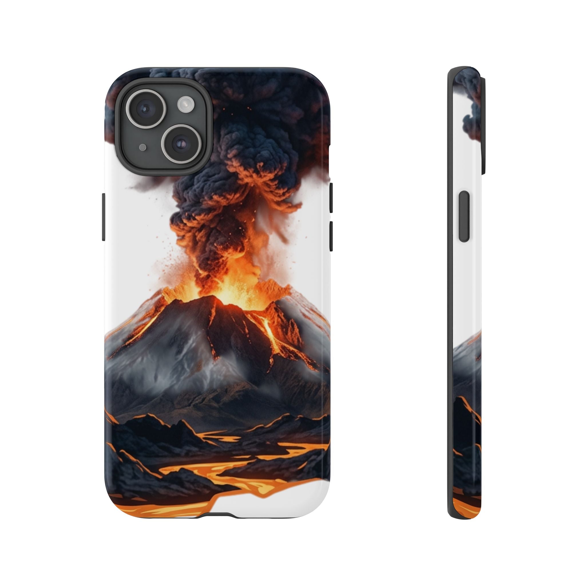Volcano Eruption Tough Phone Case — Fiery Lava Protective Cover