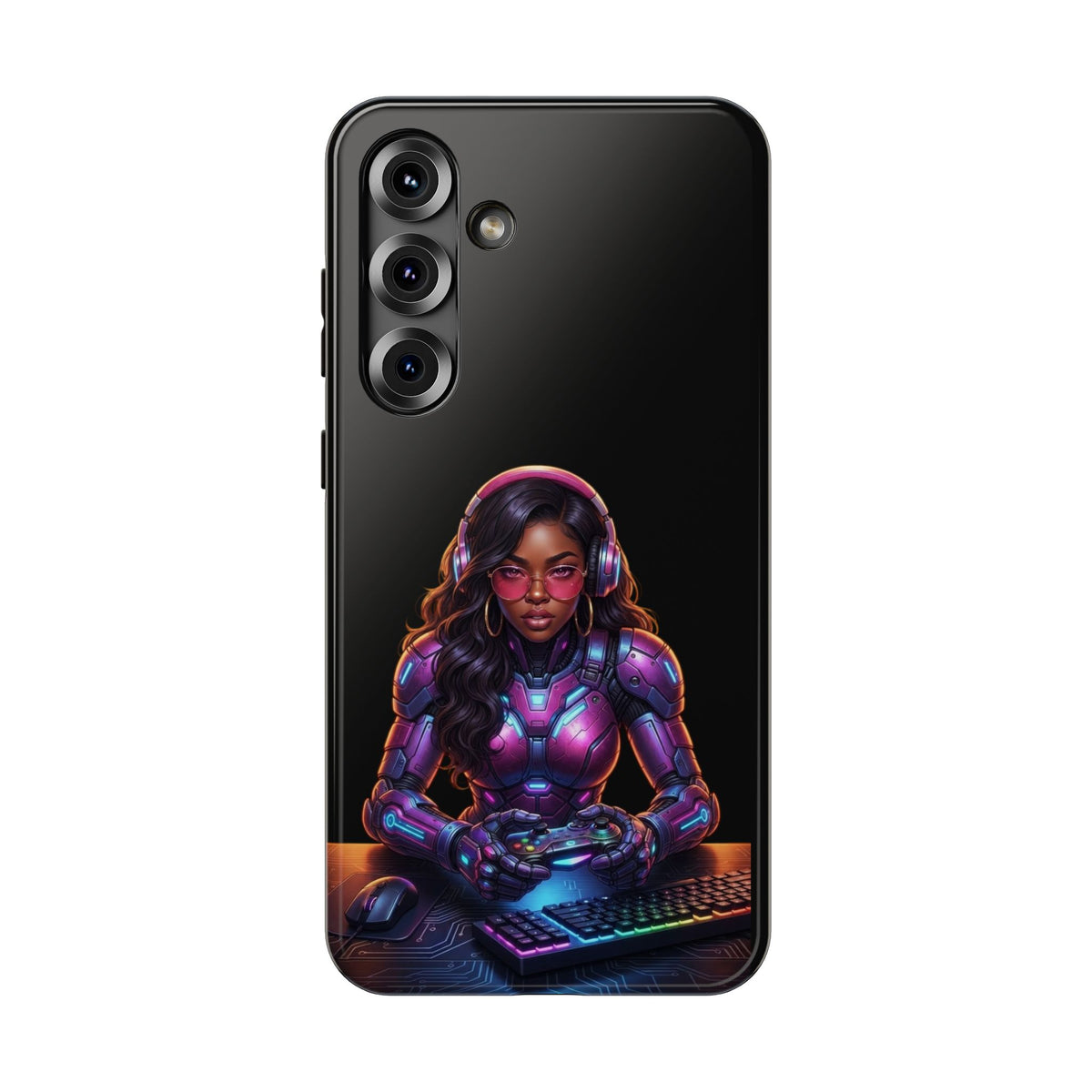 Gamer Girl Cyber Armor Phone Case — Impact‑Resistant Protective Cover