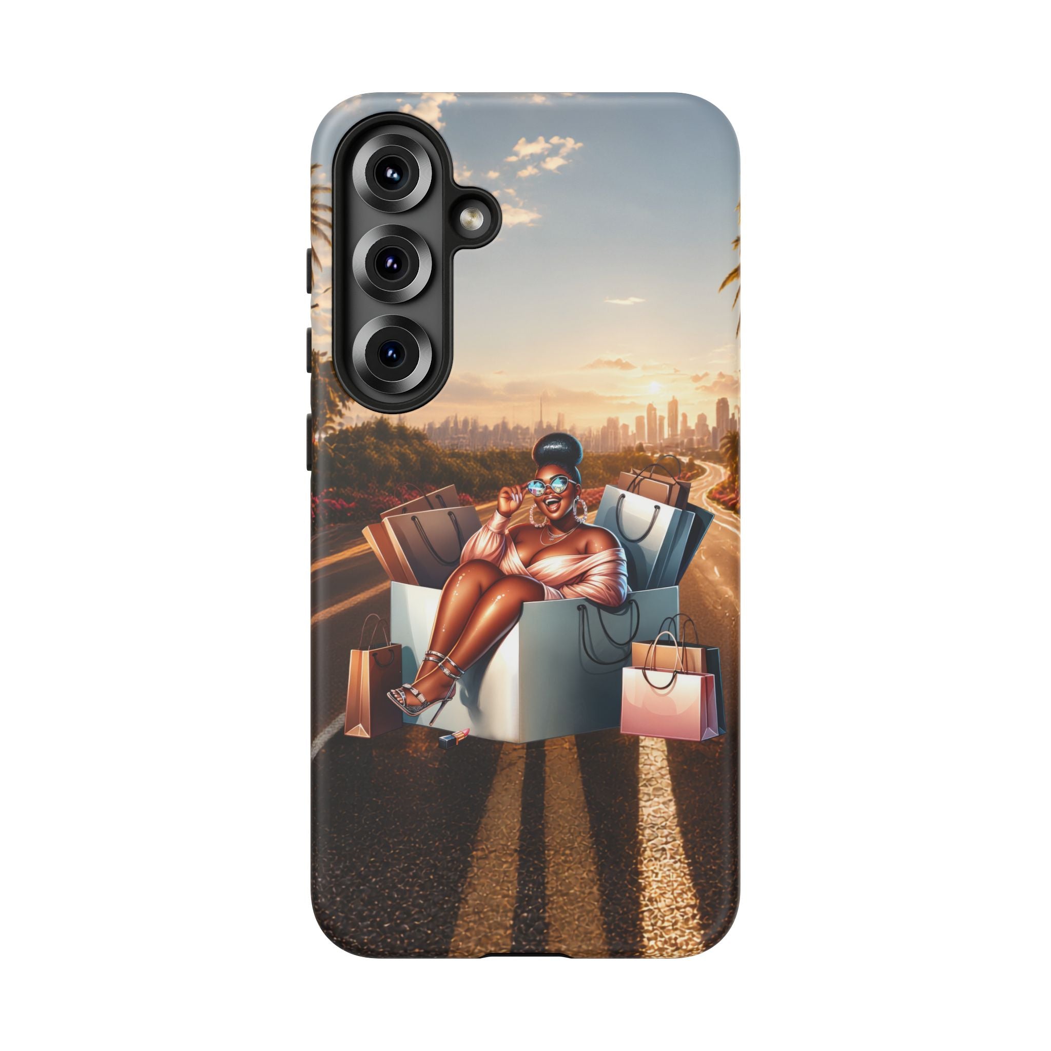 Phone Case — Chic Shopper Illustration on Cloud Background