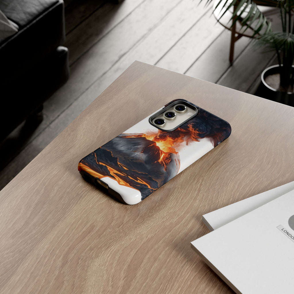 Volcano Eruption Tough Phone Case — Fiery Lava Protective Cover