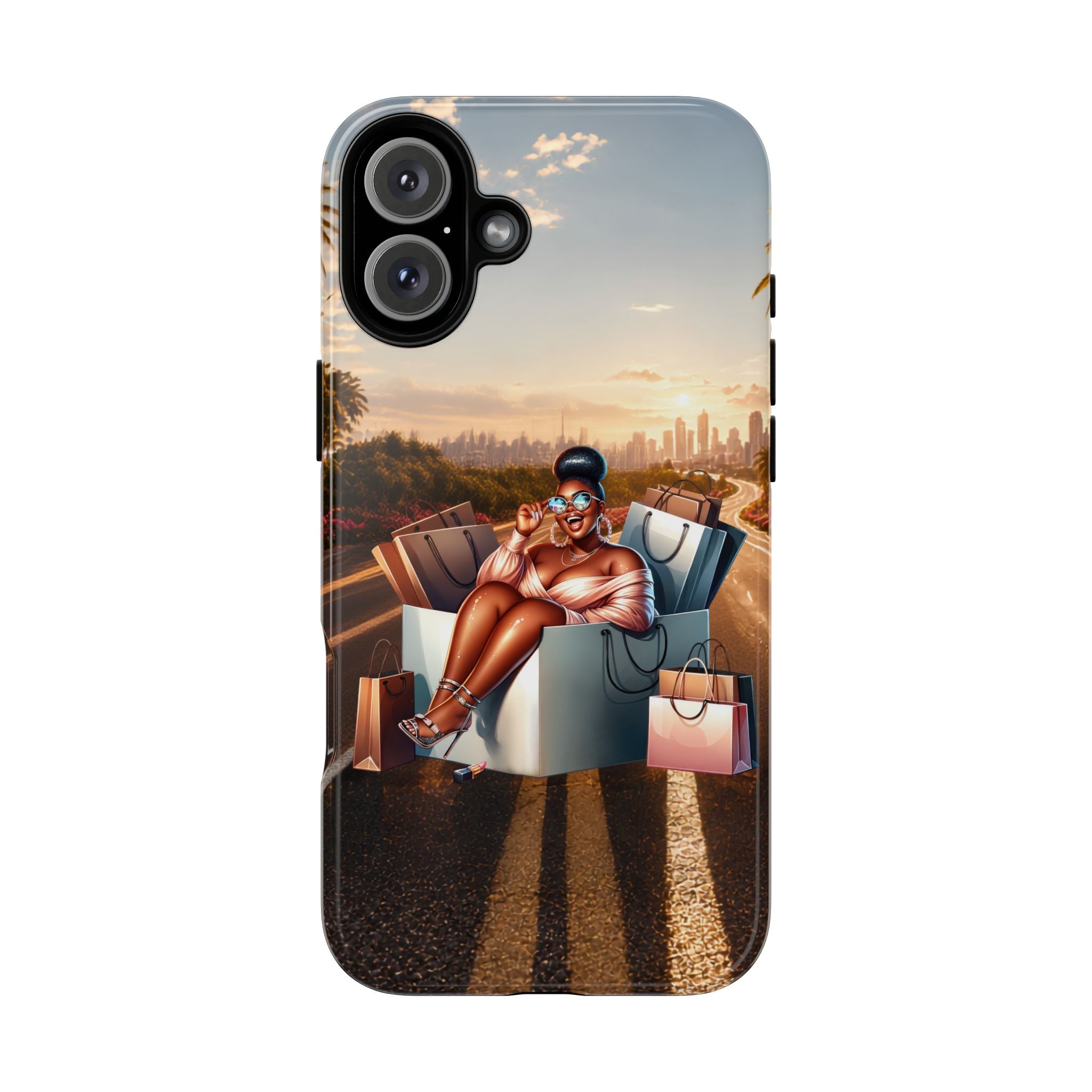 Phone Case — Chic Shopper Illustration on Cloud Background
