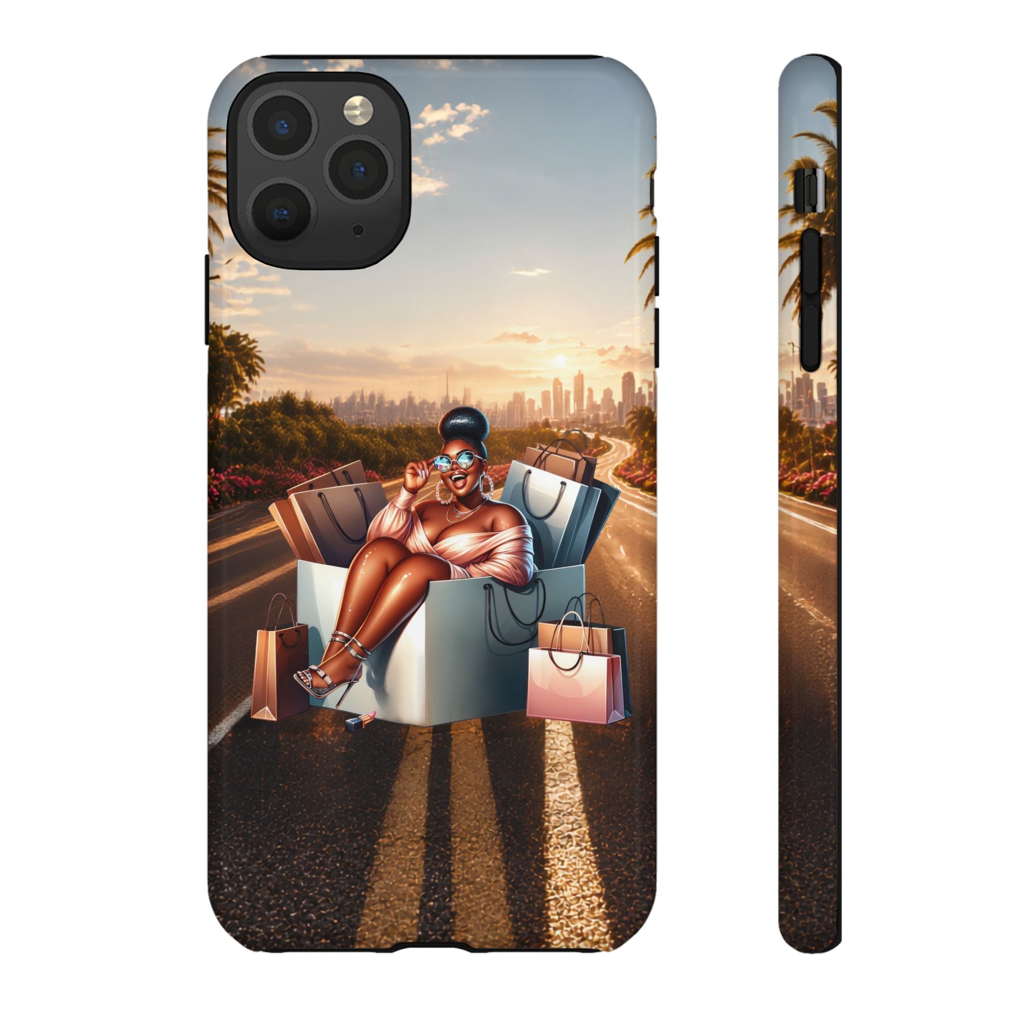 Phone Case — Chic Shopper Illustration on Cloud Background