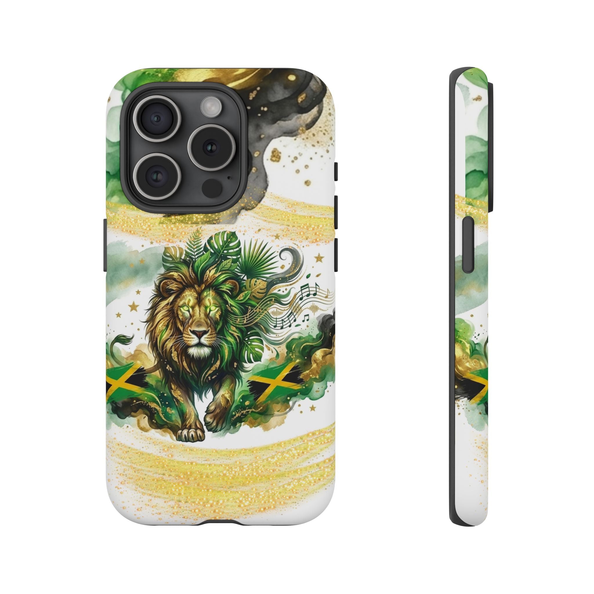Reggae Lion Phone Case — Jamaican Flag Rasta Art Tough Phone Cover