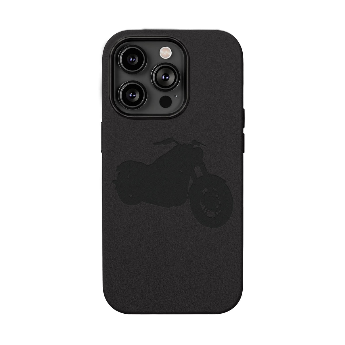 Engraved PU Leather Phone Case — Motorcycle Silhouette