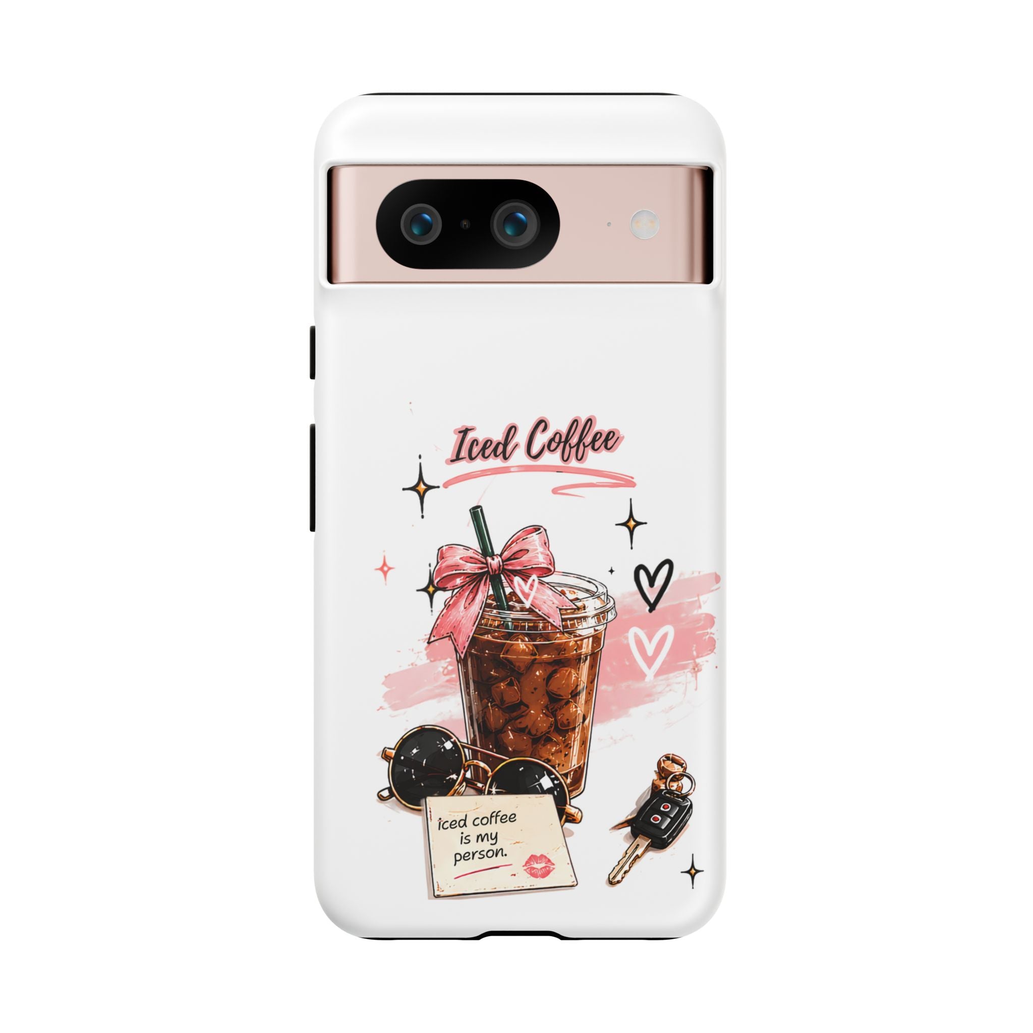 Iced Coffee Phone Case – Cute Pink Boba Design ("Iced coffee is my person")