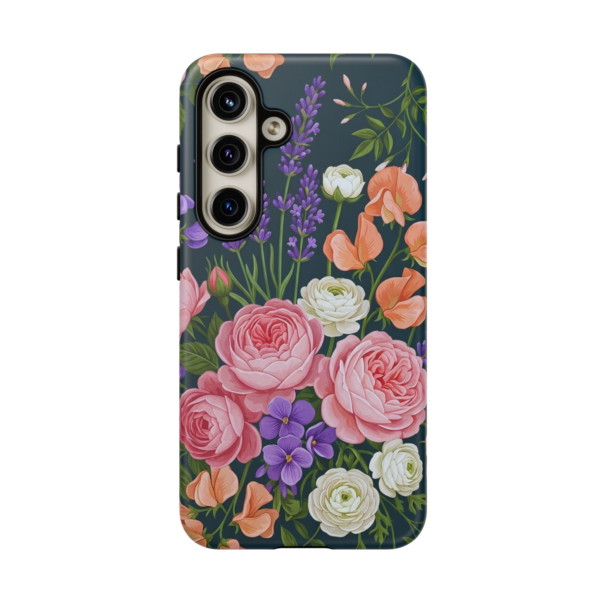 Floral Bouquet Phone Case — Vintage Roses & Lavender Protective Cover
