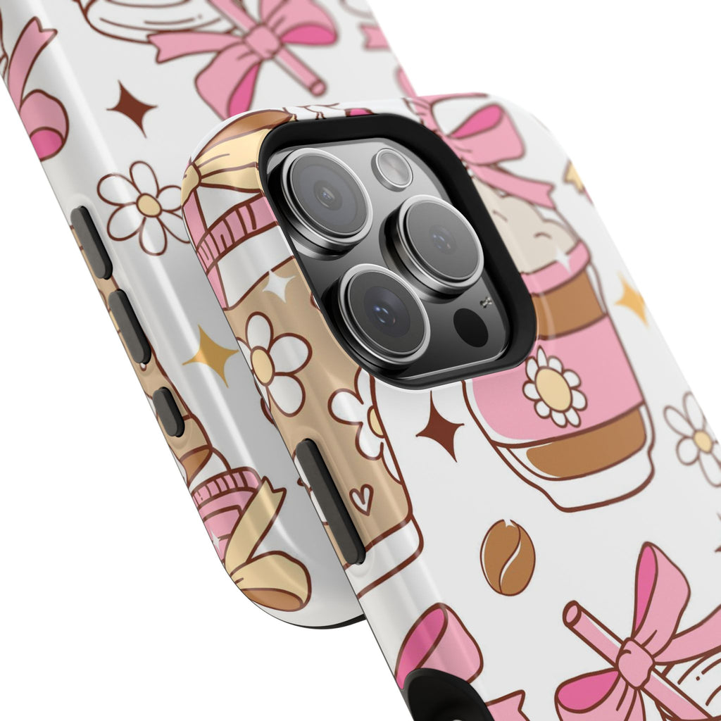 Cute Pink Coffee & Latte Pattern Impact Phone Case