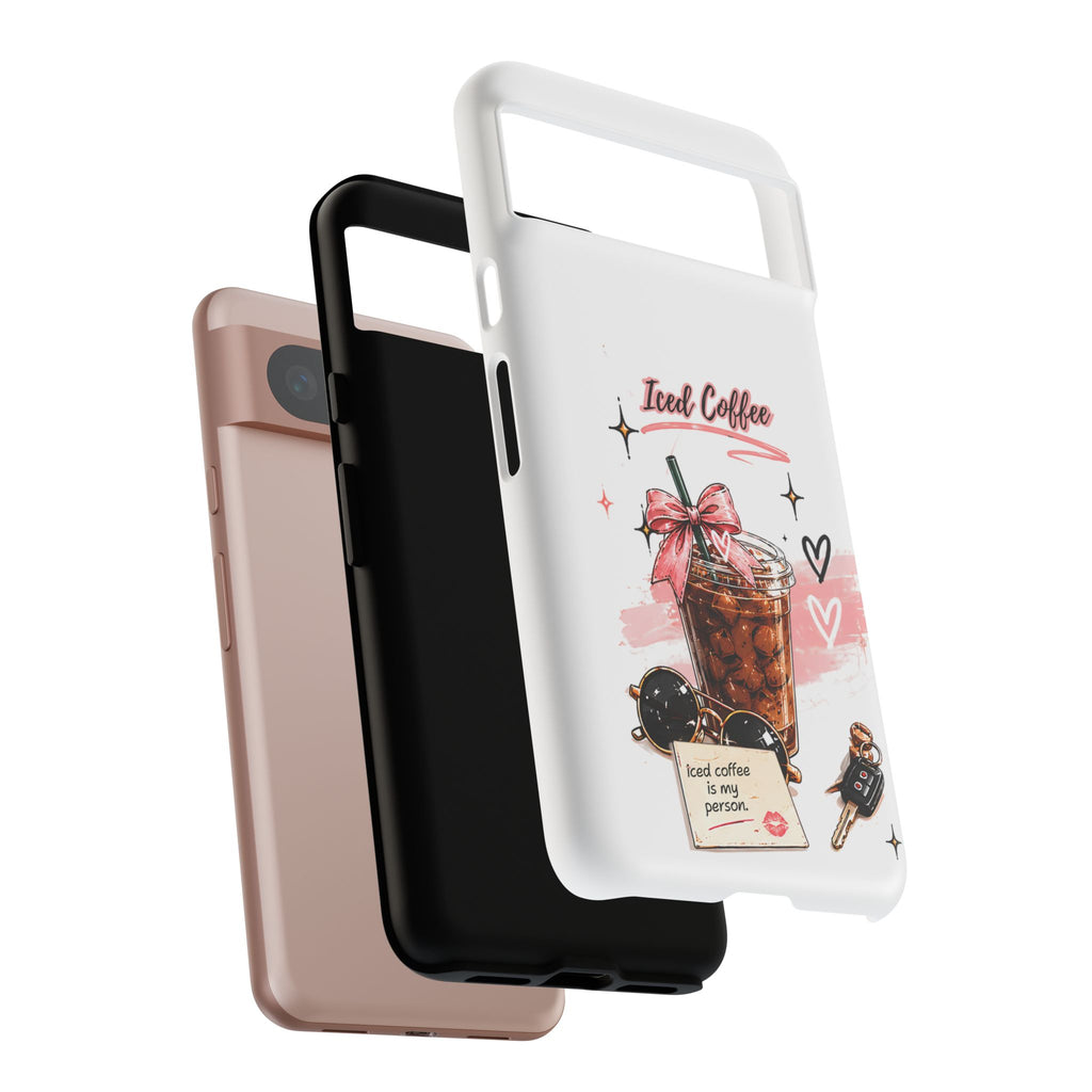 Iced Coffee Phone Case – Cute Pink Boba Design ("Iced coffee is my person")