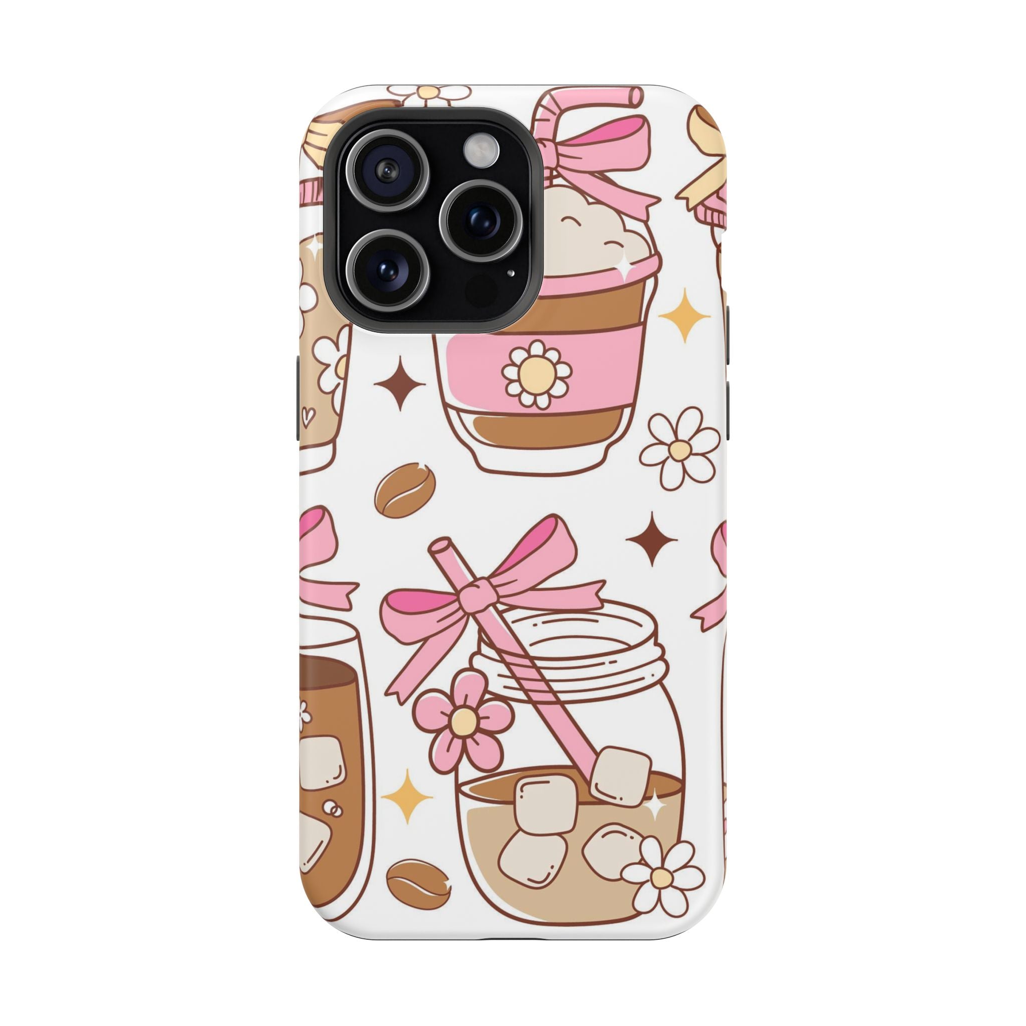 Cute Pink Coffee & Latte Pattern Impact Phone Case