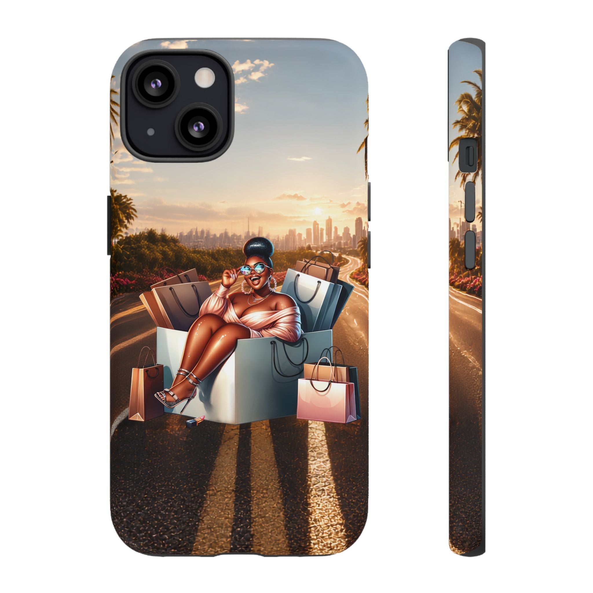 Phone Case — Chic Shopper Illustration on Cloud Background