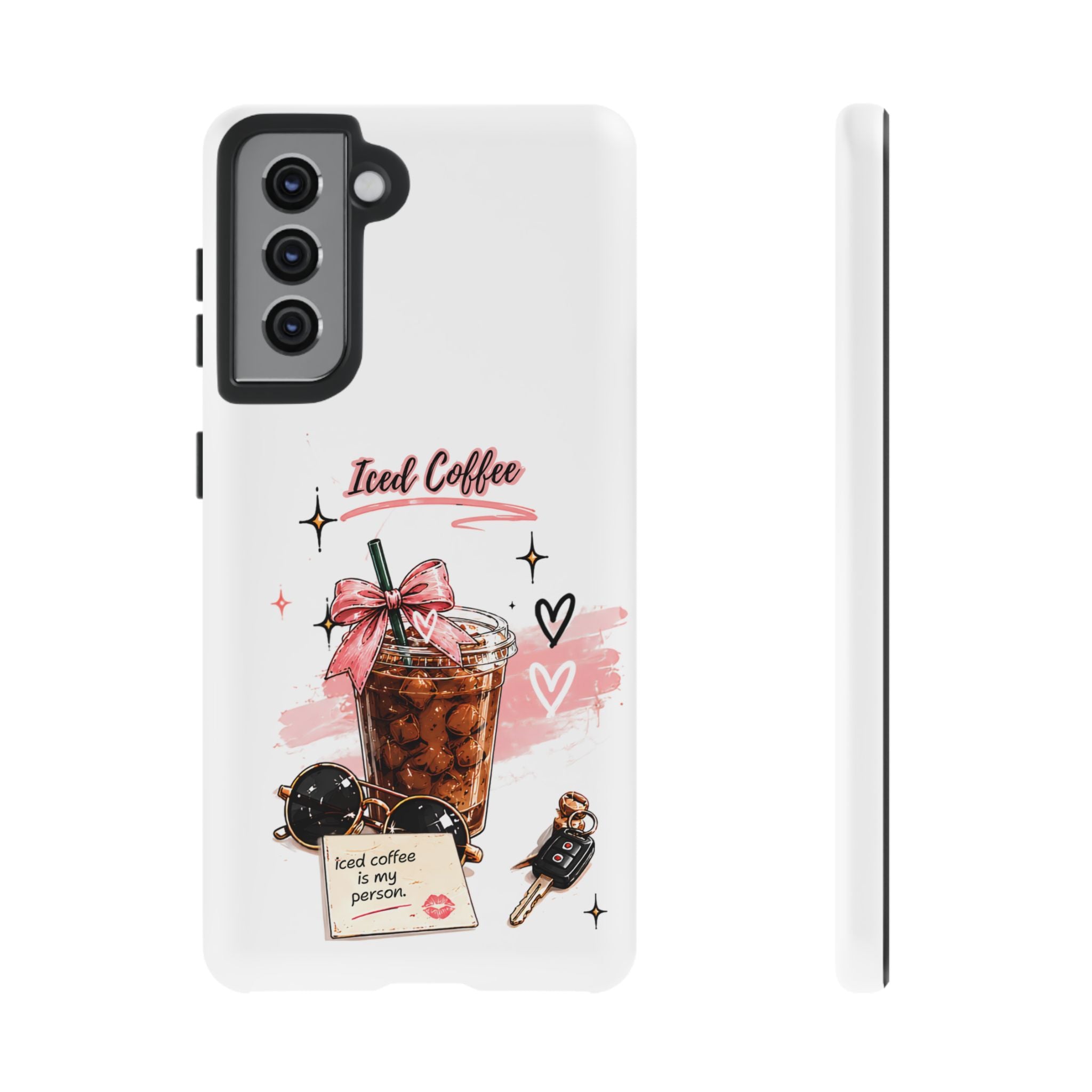 Iced Coffee Phone Case – Cute Pink Boba Design ("Iced coffee is my person")
