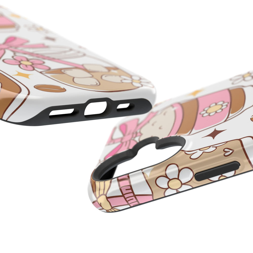 Cute Pink Coffee & Latte Pattern Impact Phone Case