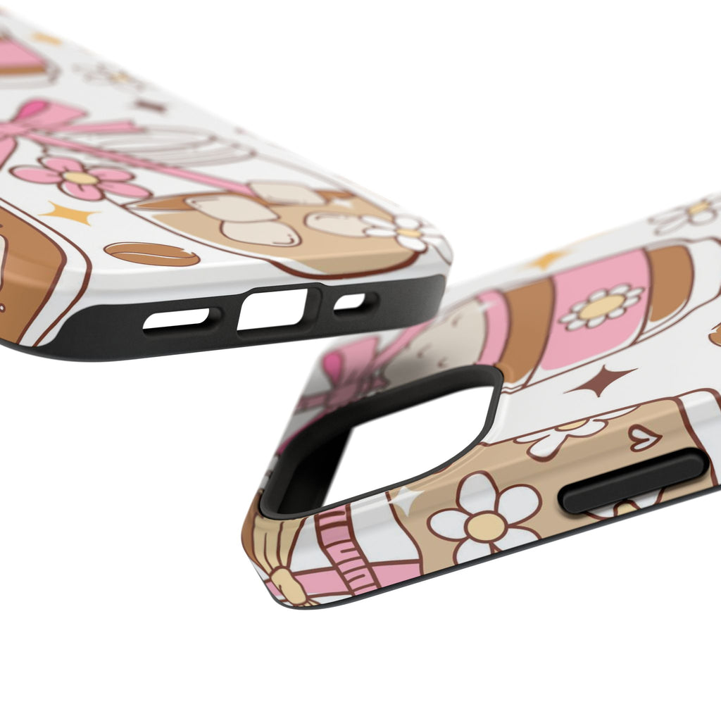 Cute Pink Coffee & Latte Pattern Impact Phone Case