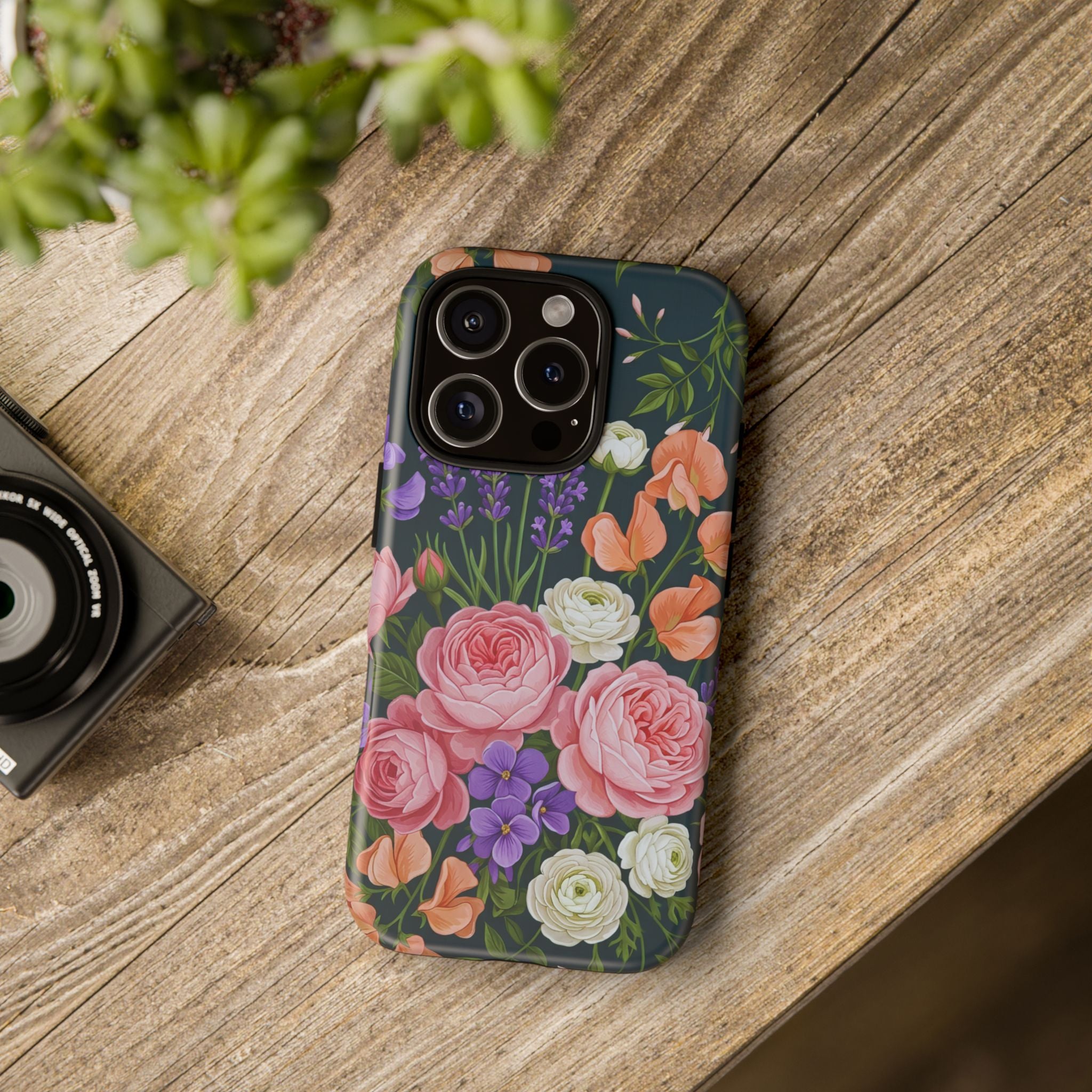 Floral Bouquet Phone Case — Vintage Roses & Lavender Protective Cover