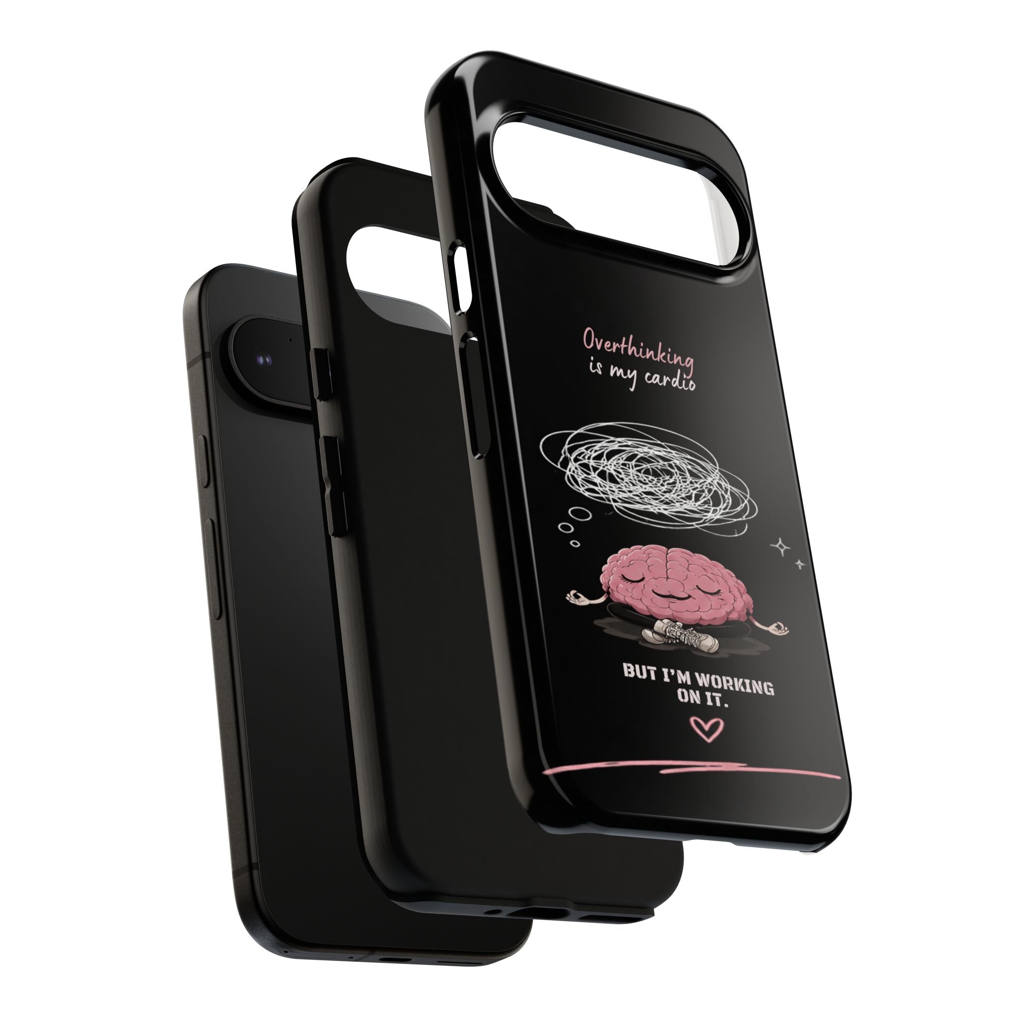 Phone Case — "Overthinking Is My Cardio" Cute Meditating Brain Protective Case