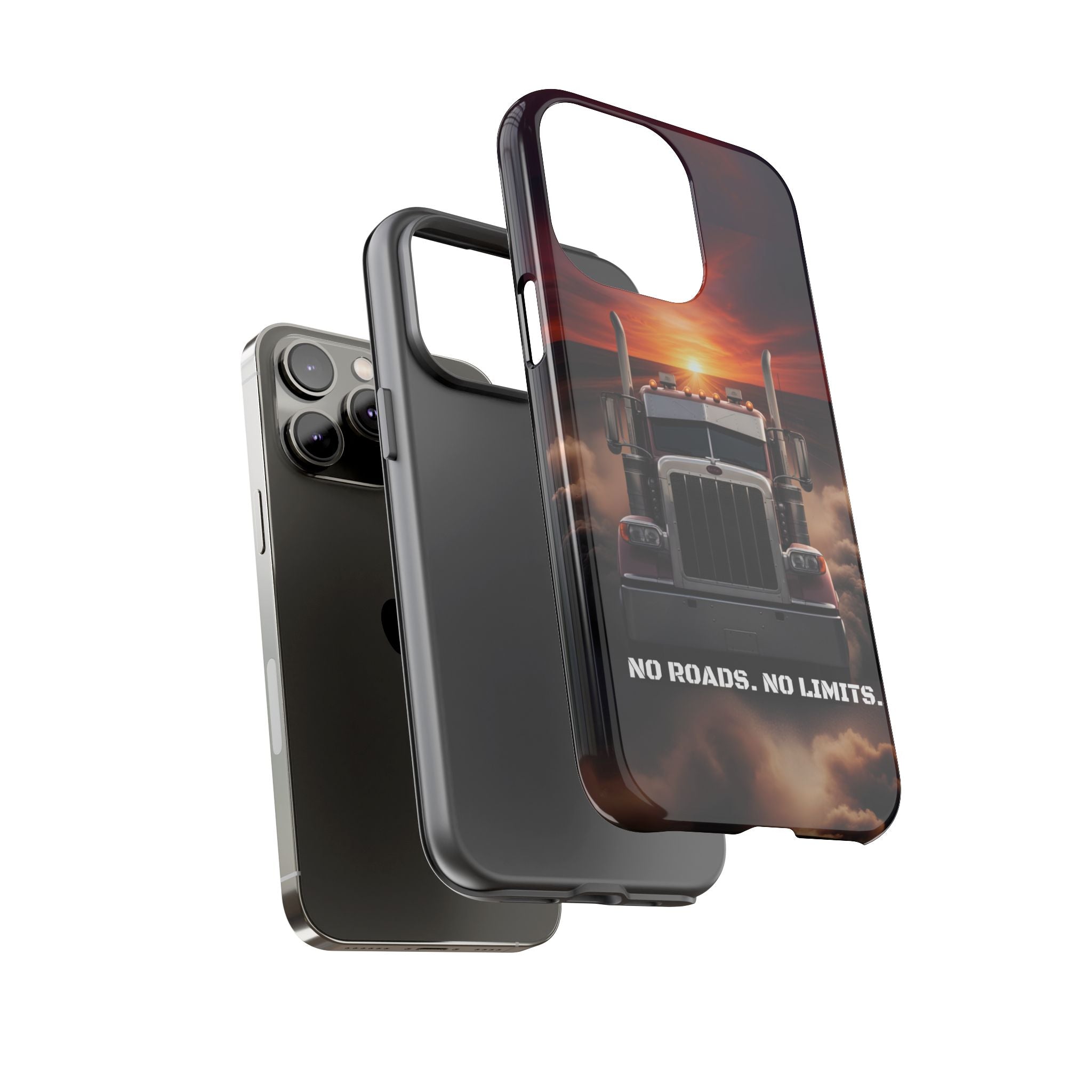Truck Phone Case — "No Roads. No Limits." Sunset Semi Truck Protective Case