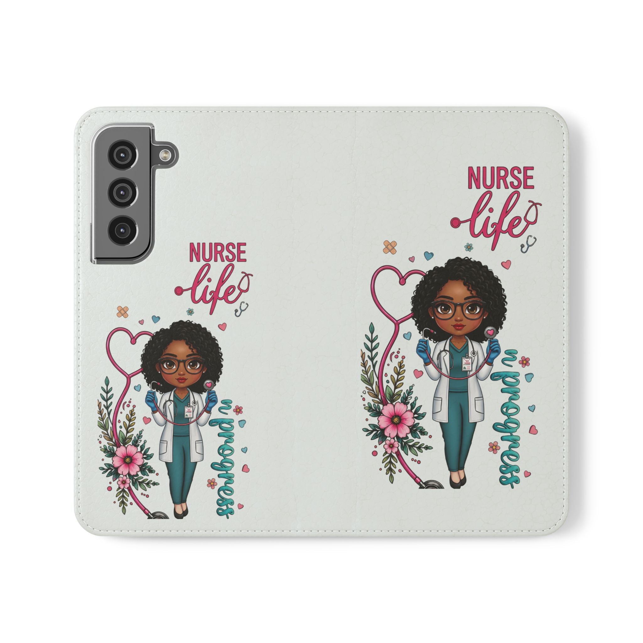Nurse Life Floral Flip Phone Case - Medical RN Wallet Cover