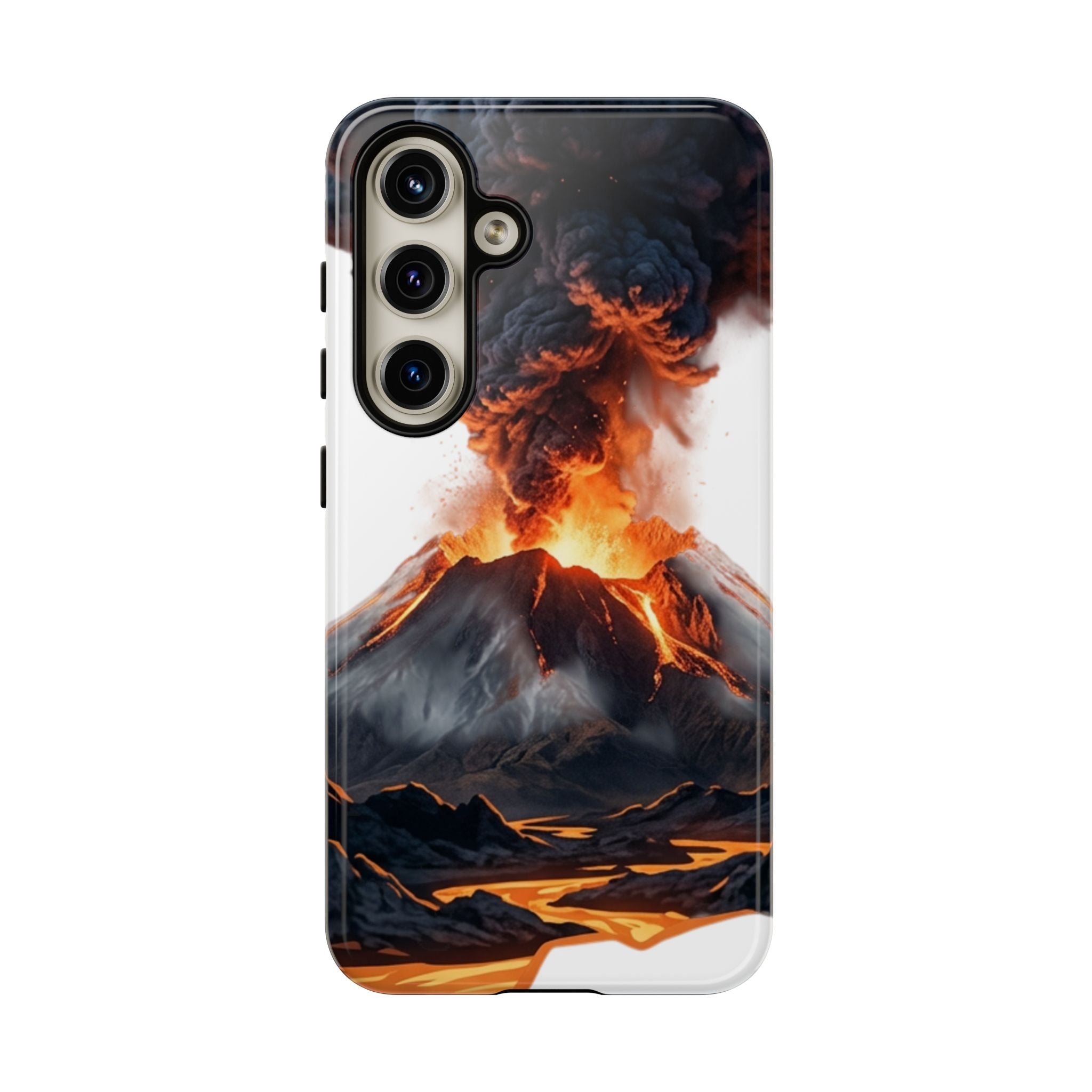 Volcano Eruption Tough Phone Case — Fiery Lava Protective Cover