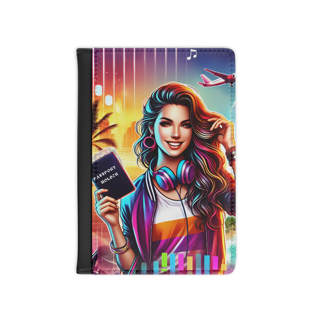 Vibrant Travel Girl Passport Cover – Colorful Music-Lover Passport Holder