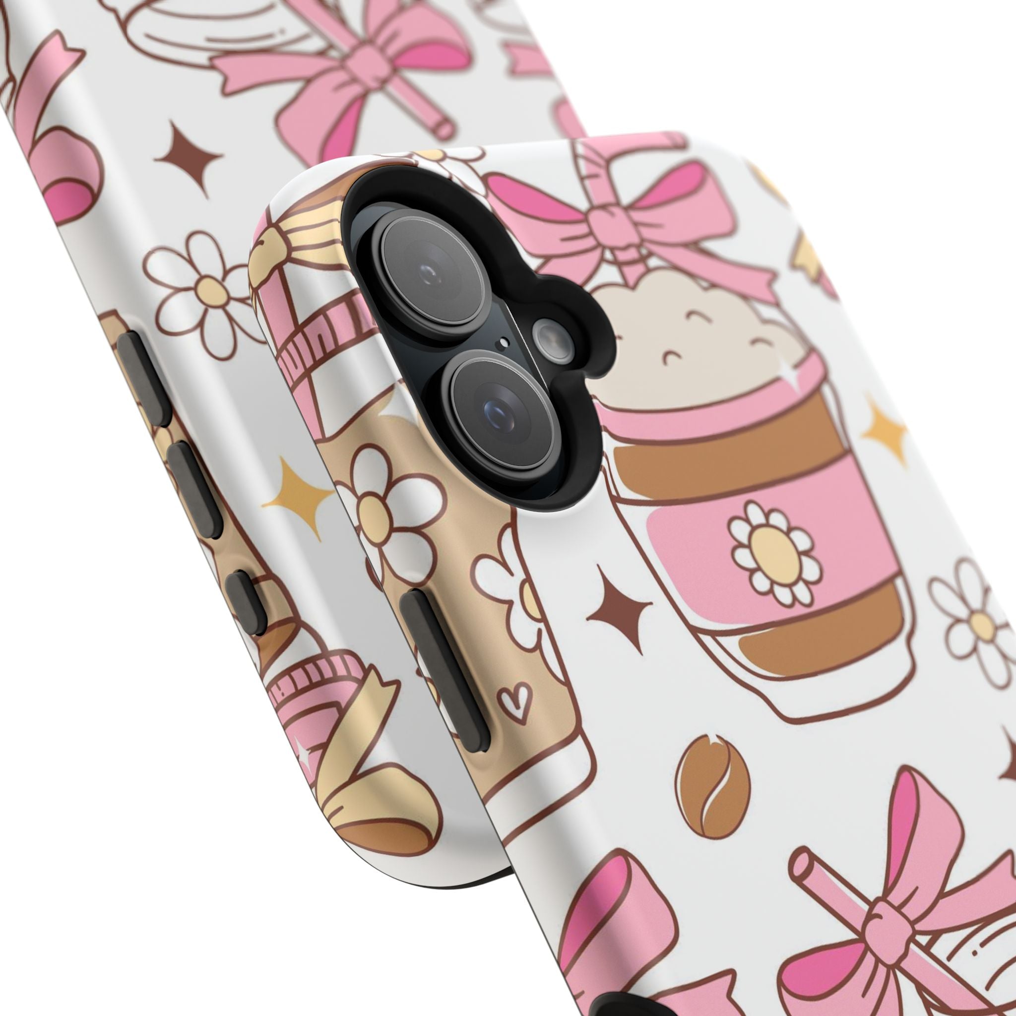 Cute Pink Coffee & Latte Pattern Impact Phone Case
