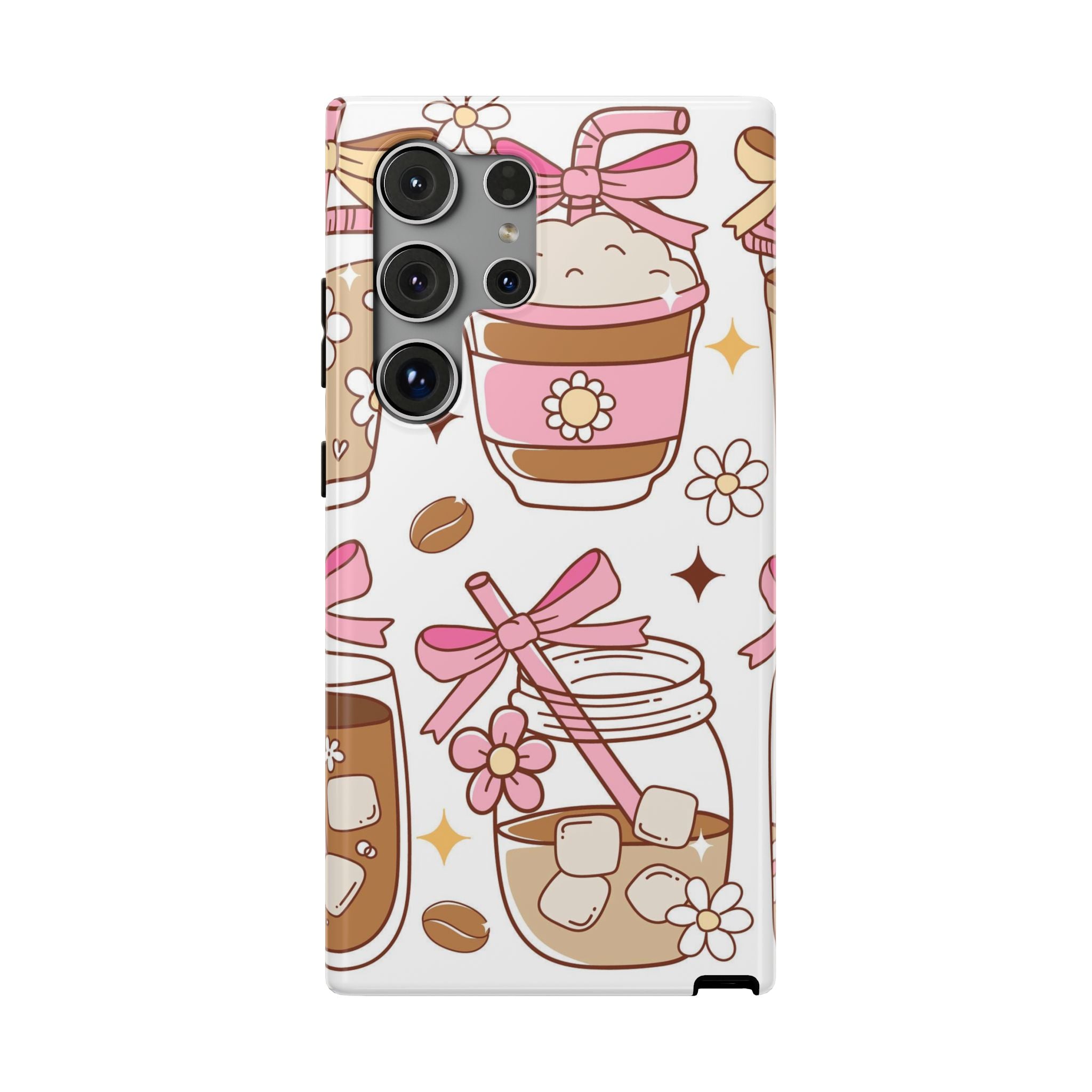 Cute Pink Coffee & Latte Pattern Impact Phone Case