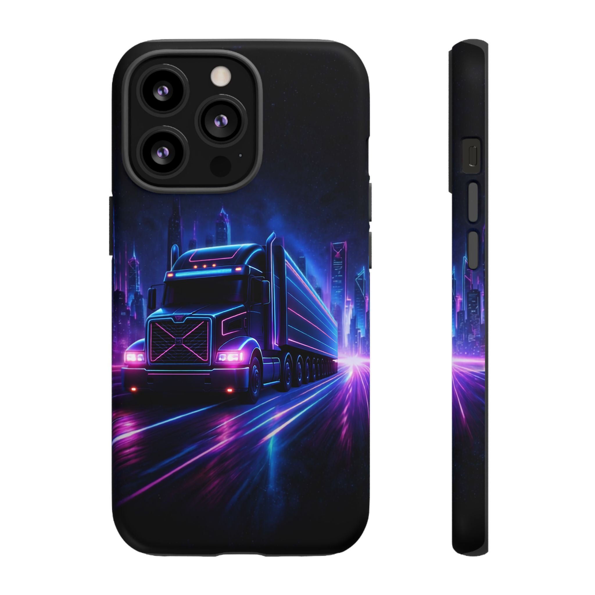 Neon Retro Rig Phone Case — Trucker Semi Truck Nightscape Protective Case