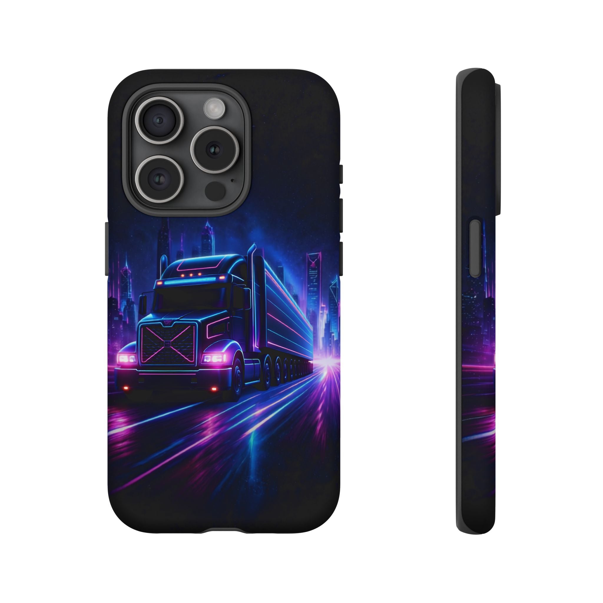 Neon Retro Rig Phone Case — Trucker Semi Truck Nightscape Protective Case