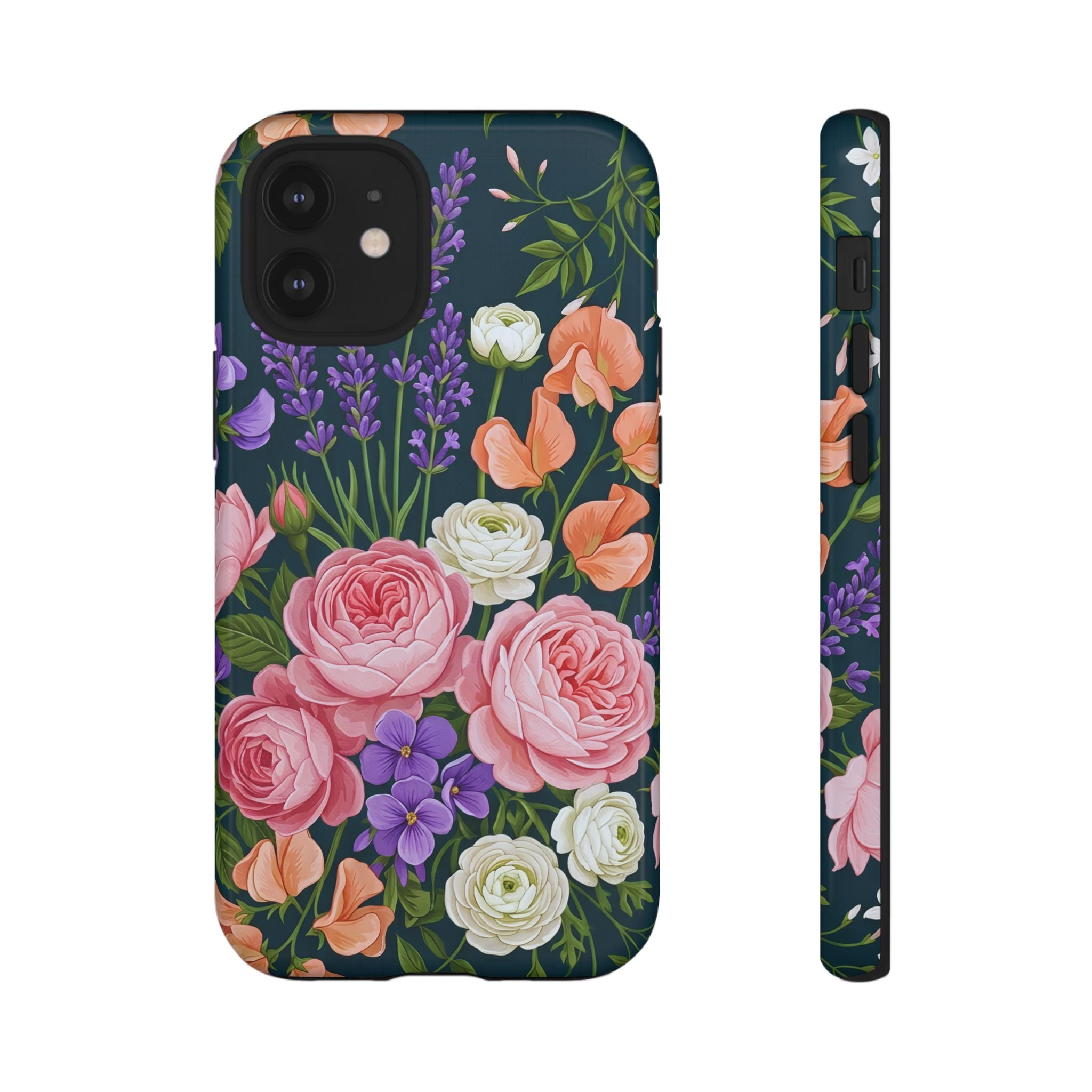 Floral Bouquet Phone Case — Vintage Roses & Lavender Protective Cover