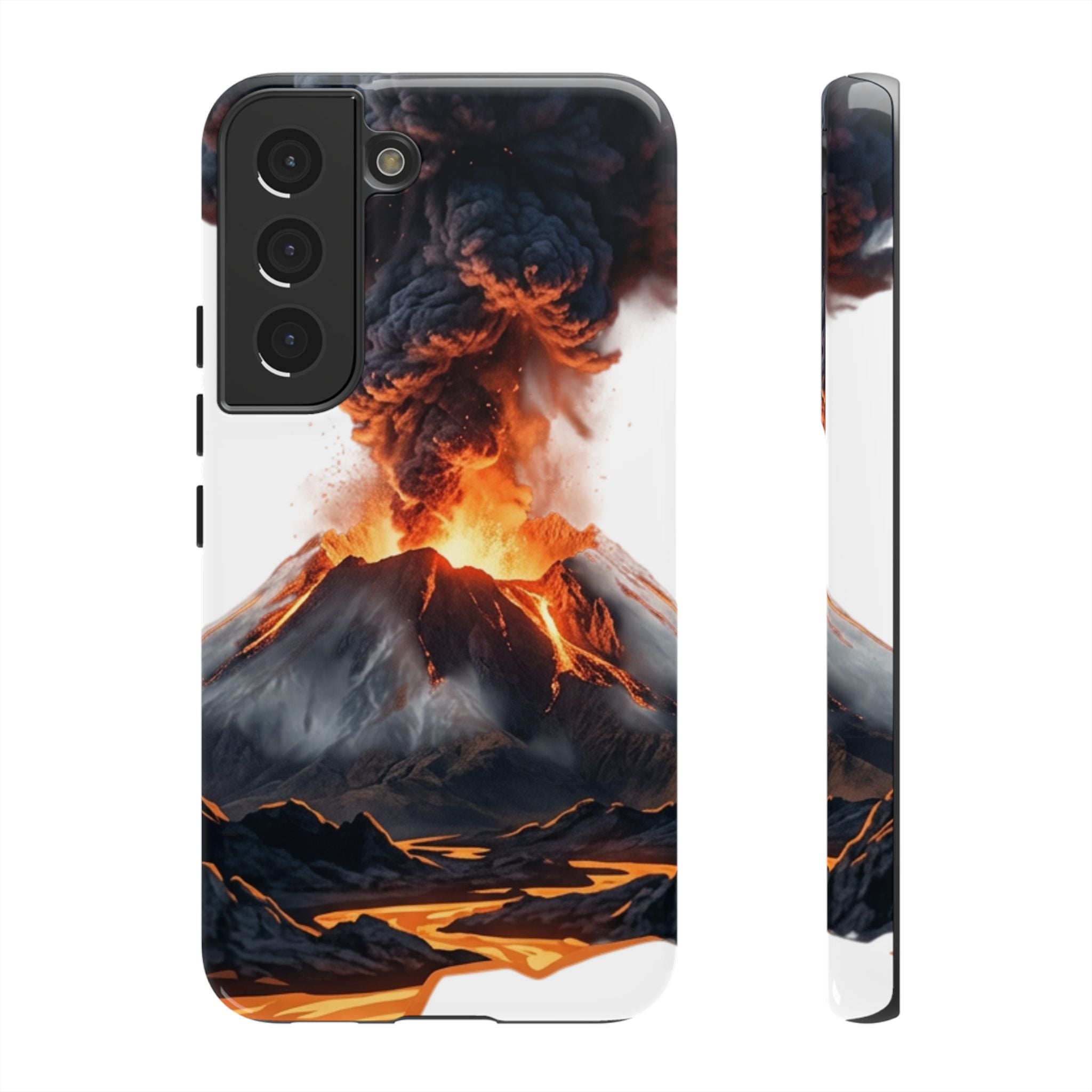 Volcano Eruption Tough Phone Case — Fiery Lava Protective Cover