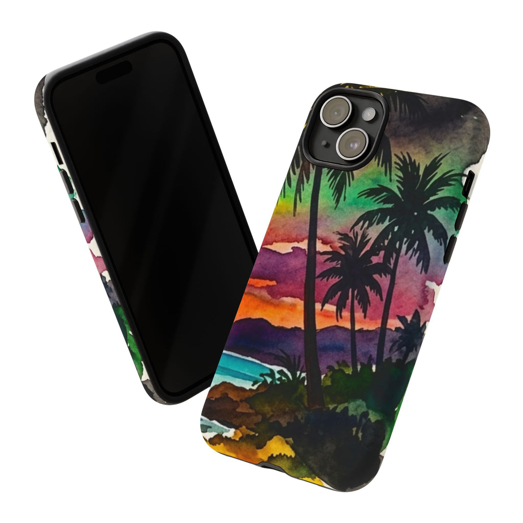Tropical Sunset Phone Case – Palm Tree Beach Protective Cover