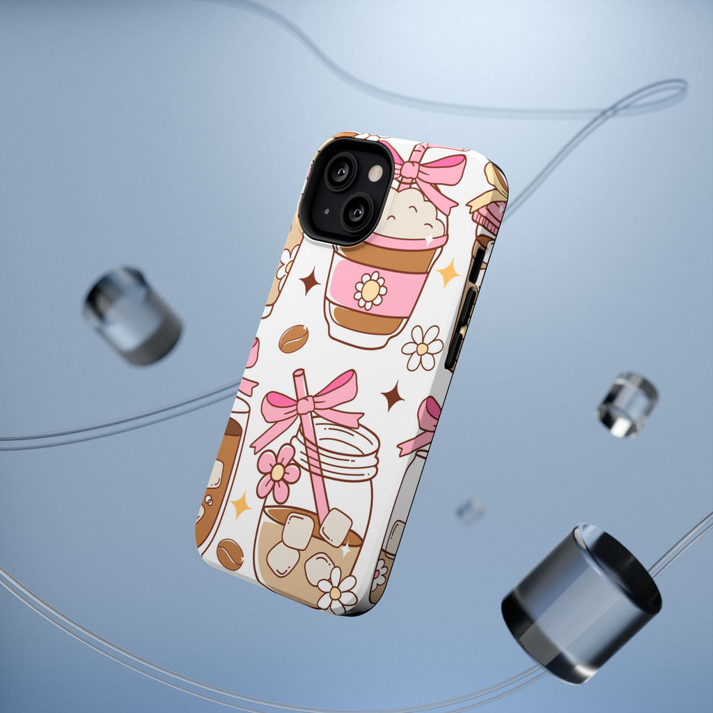 Cute Pink Coffee & Latte Pattern Impact Phone Case
