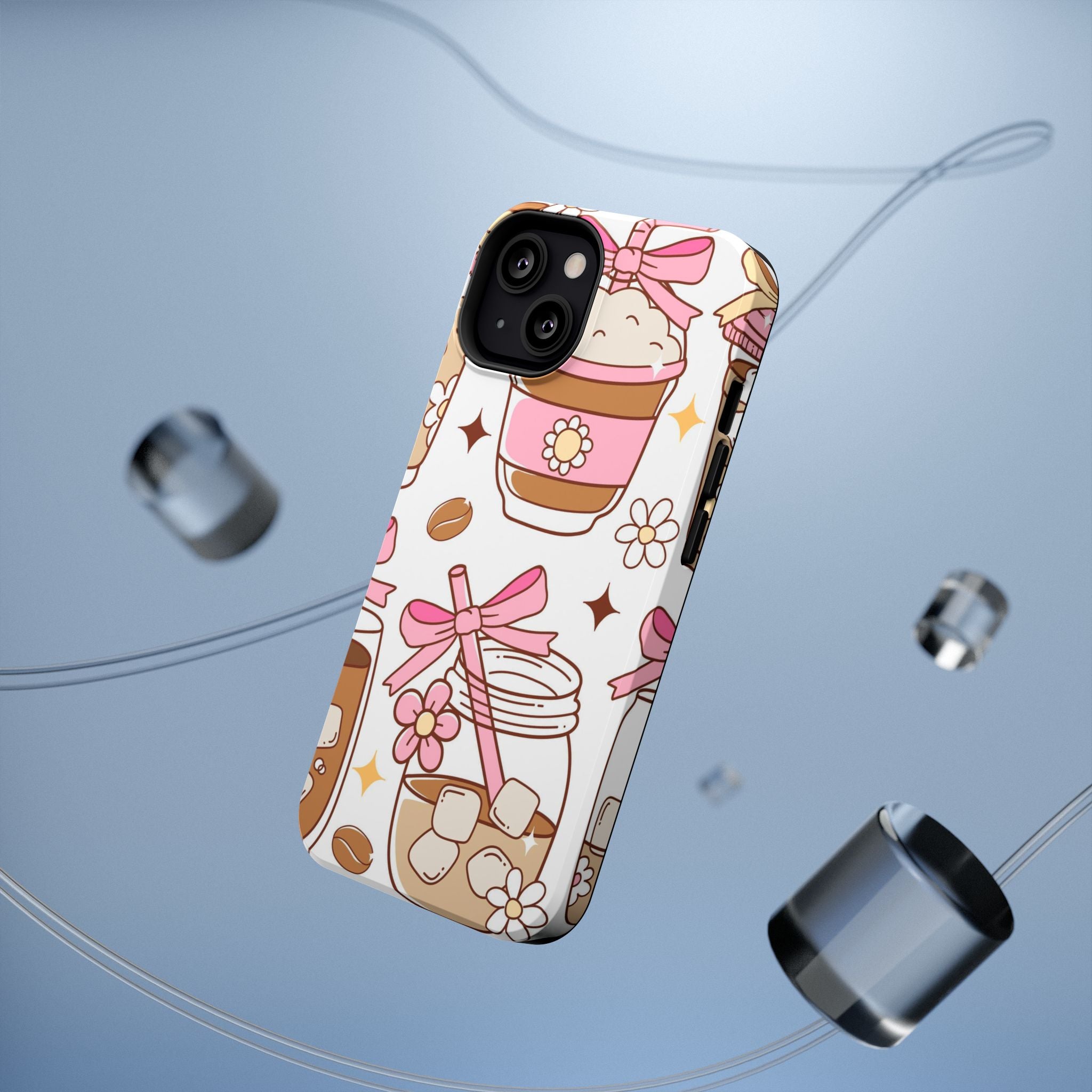Cute Pink Coffee & Latte Pattern Impact Phone Case