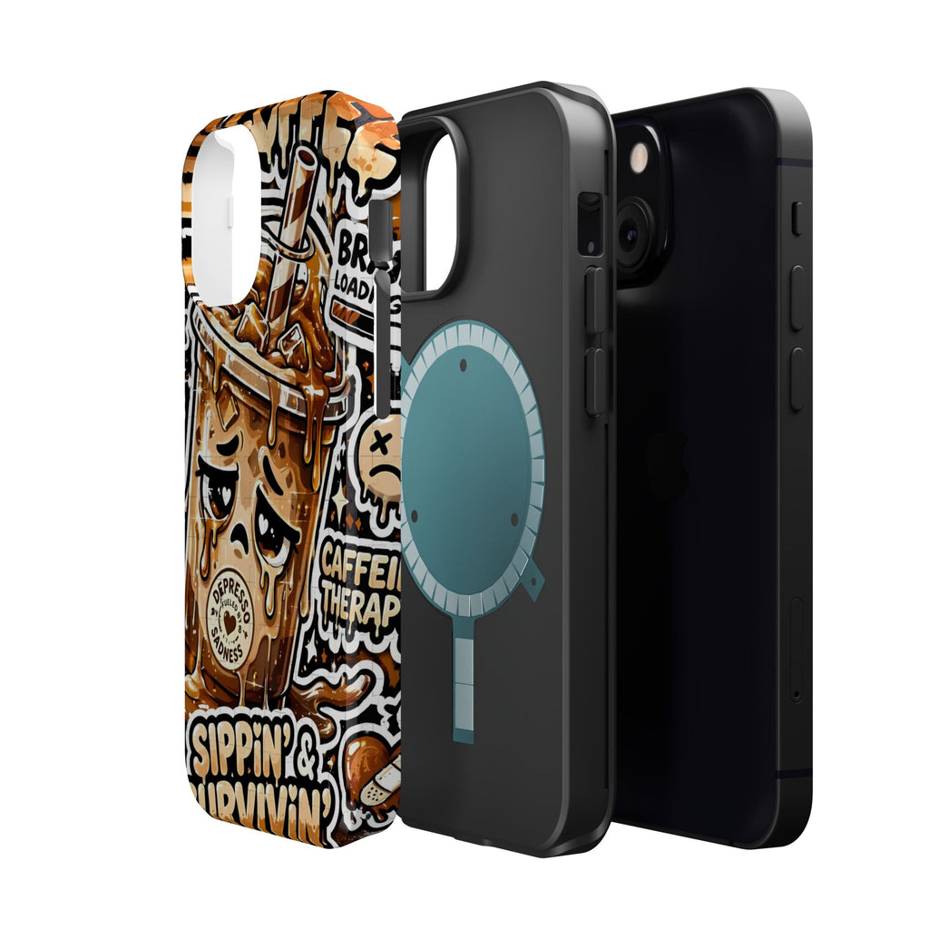 Iced Coffee Phone Case — “Sippin' & Survivin'” Magnetic Impact-Resistant Case