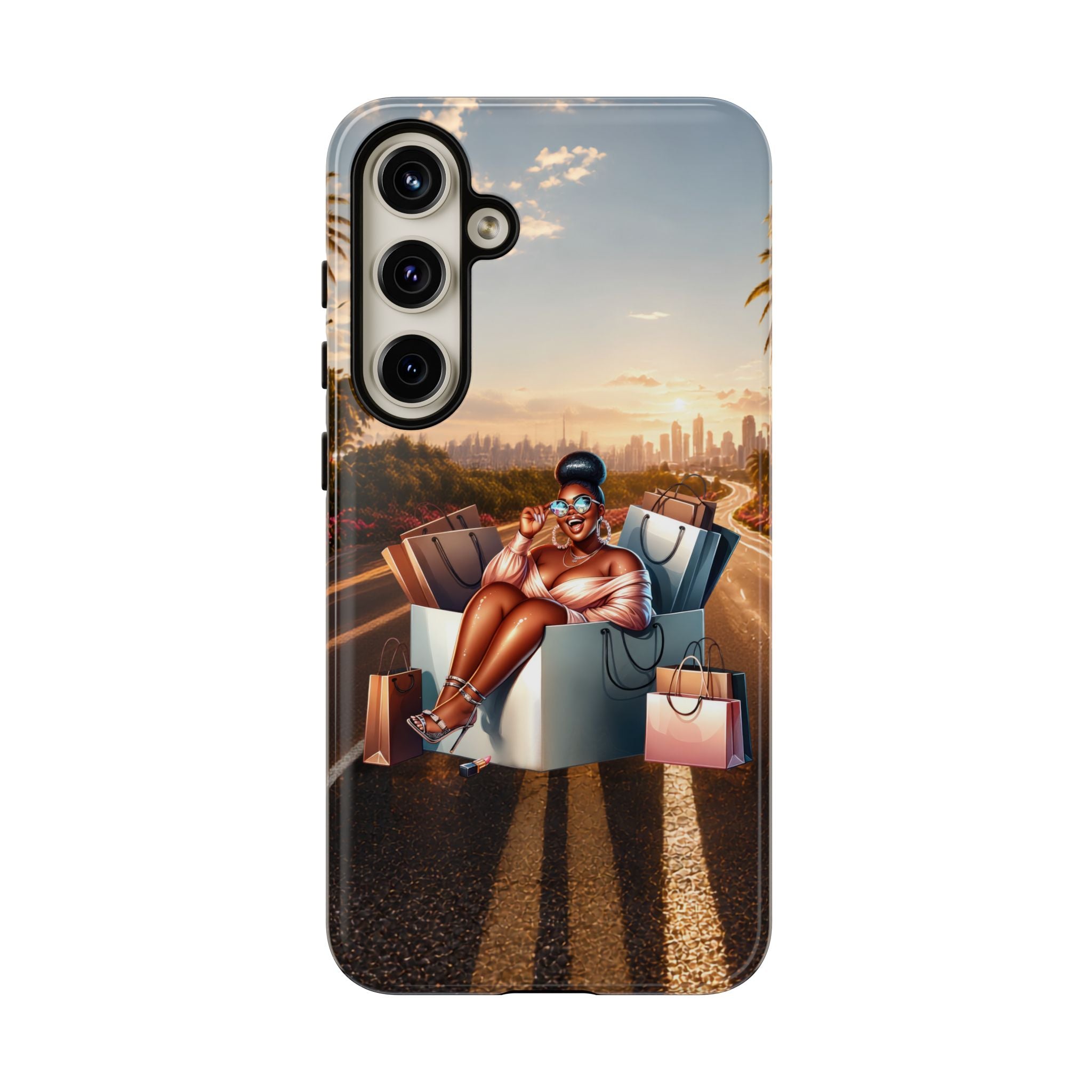 Phone Case — Chic Shopper Illustration on Cloud Background