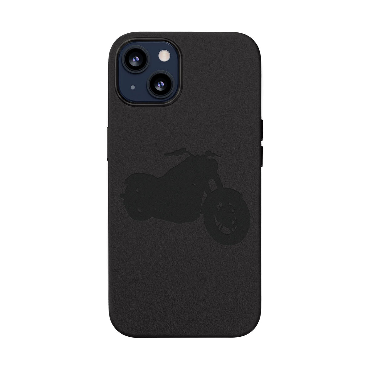 Engraved PU Leather Phone Case — Motorcycle Silhouette