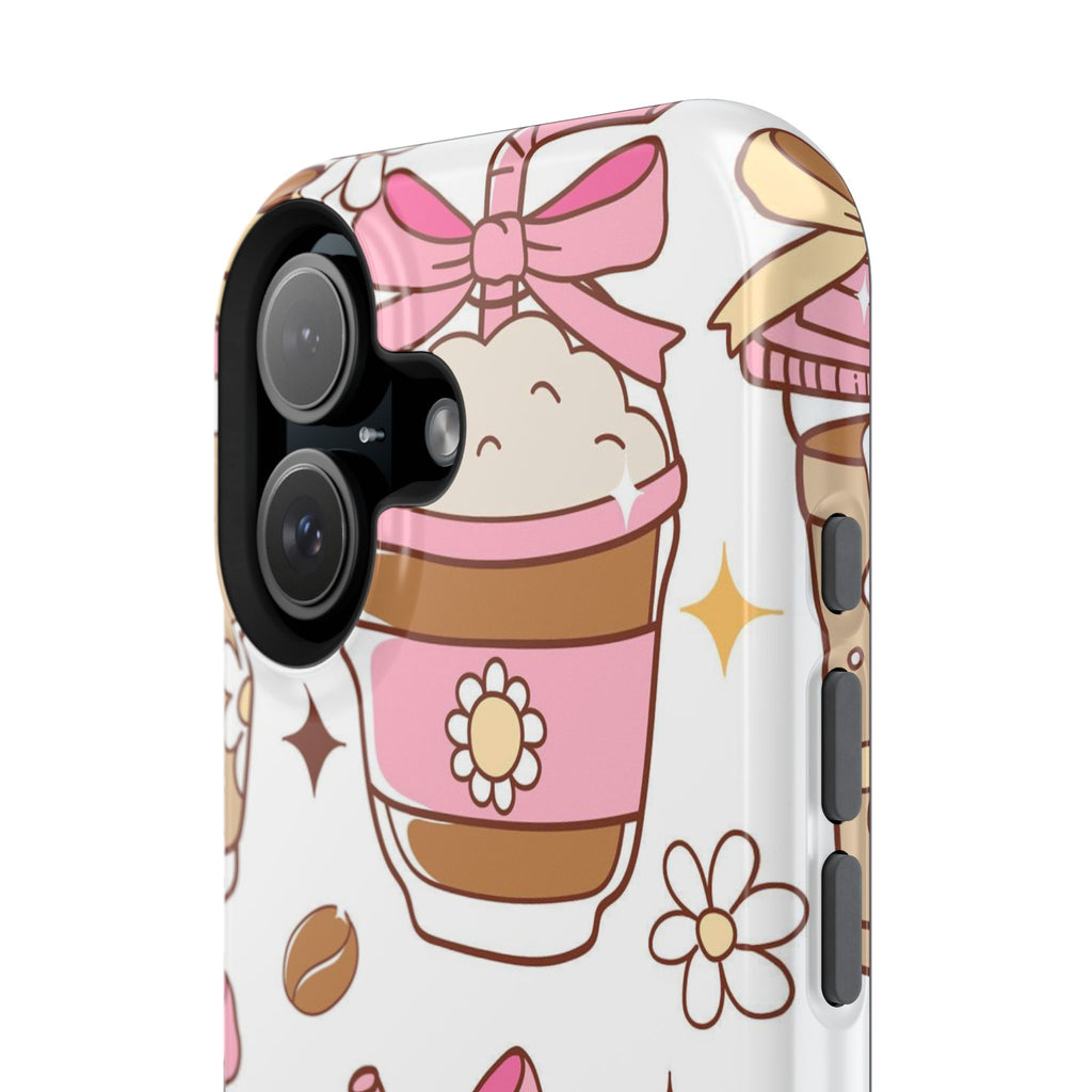 Cute Pink Coffee & Latte Pattern Impact Phone Case