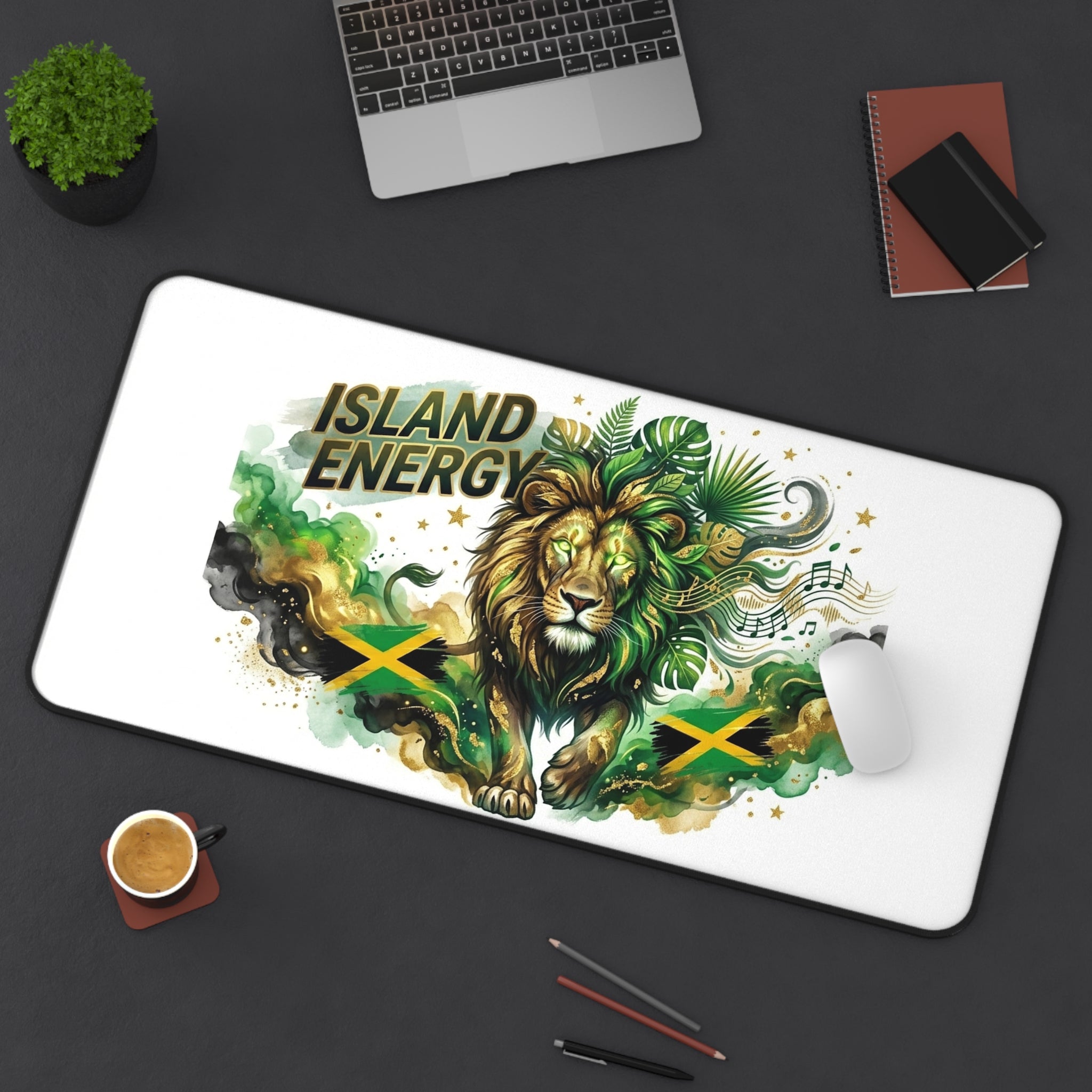Island Energy Desk Mat — Jamaican Lion Gaming/Office Mouse Pad