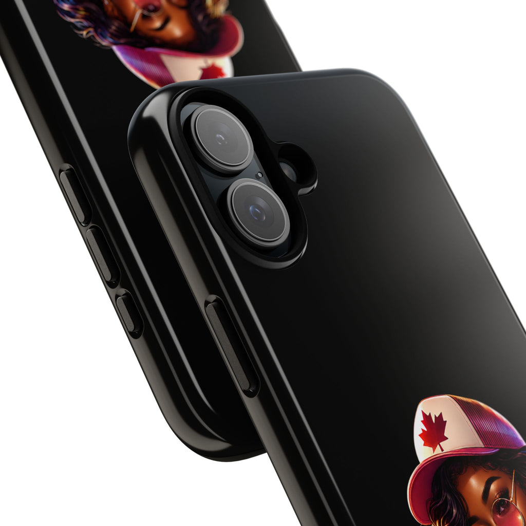 Canadian Vibes Phone Case — Afrobeat Girl with Headphones & Passport Design